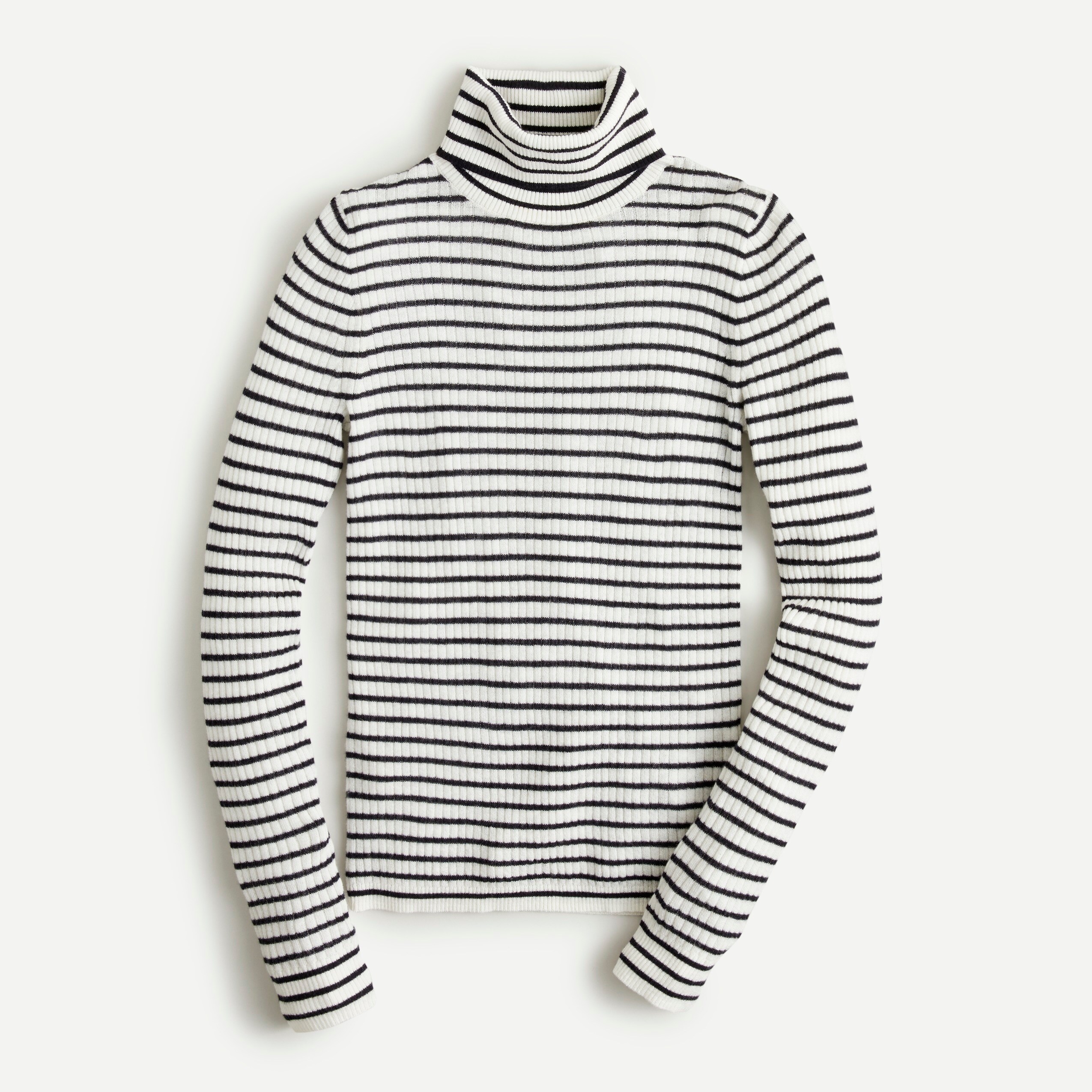 Featherweight Ribbed Cashmere Turtleneck Sweater In Stripe For