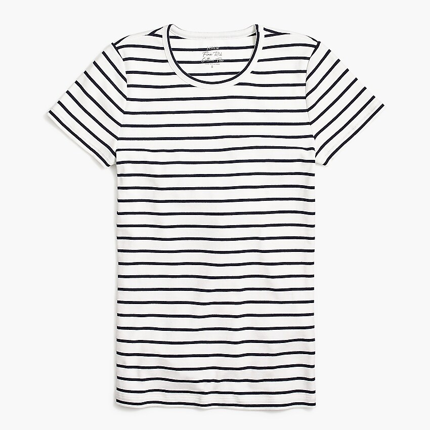factory: striped fine-rib crewneck tee for women, right side, view zoomed