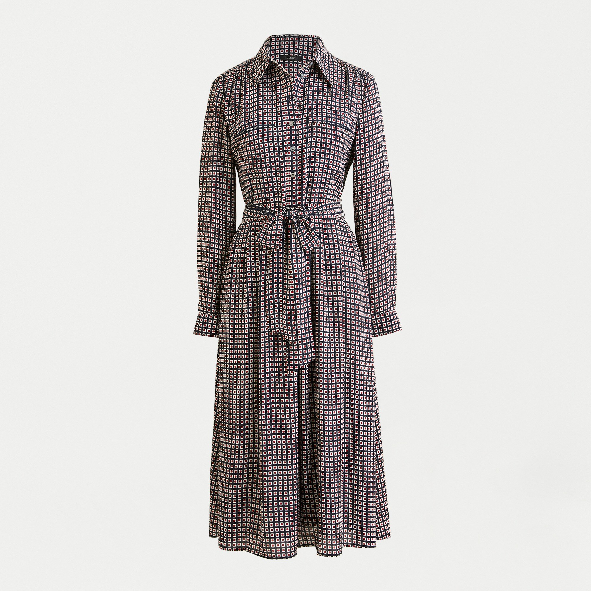 Button-front dress in geometric print