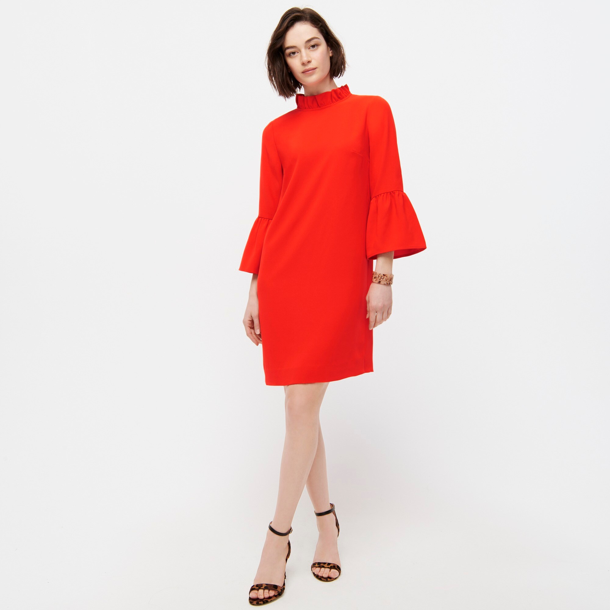 J.Crew Ruffleneck Shift Dress In 365 Crepe For Women