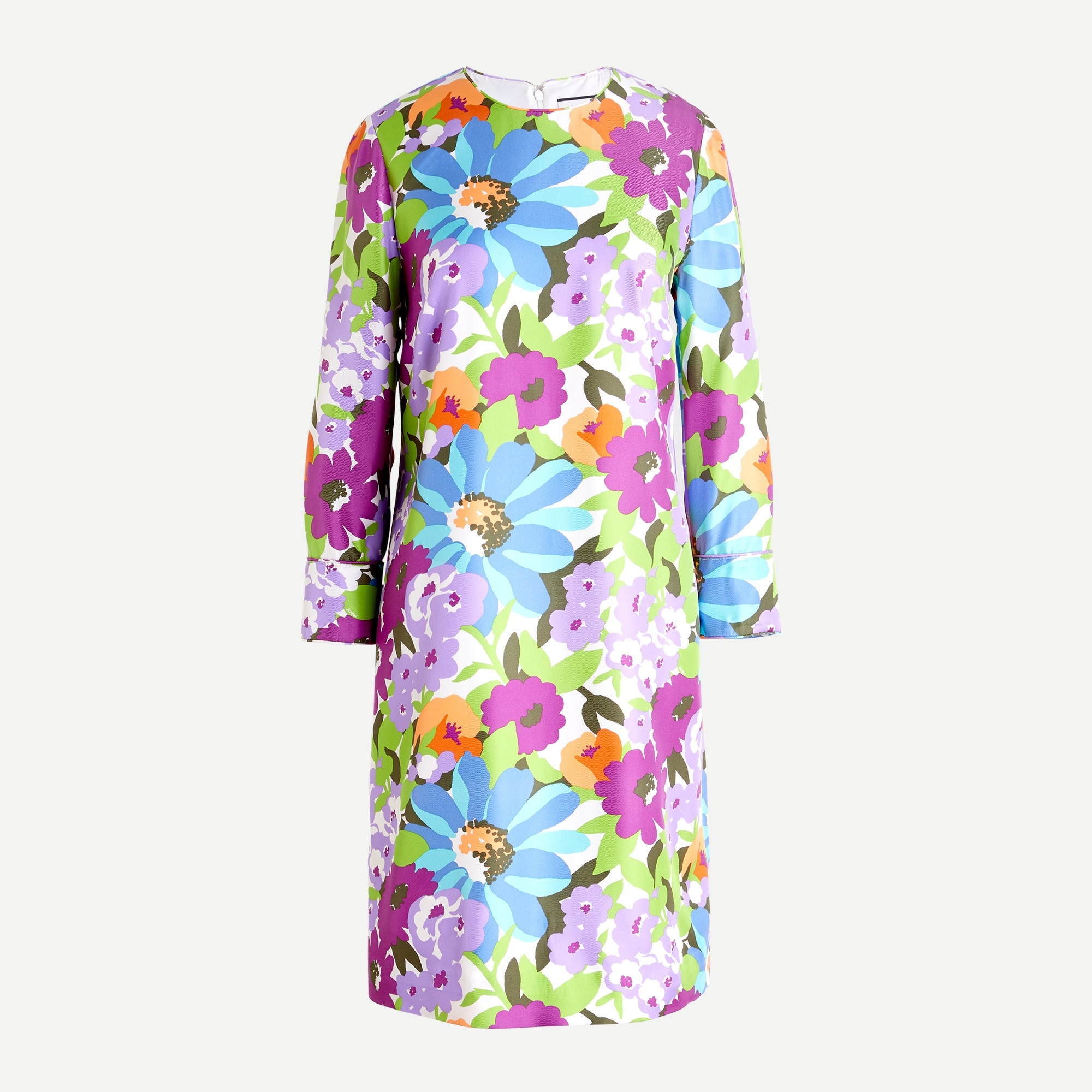 Collection shift dress in signature floral-print silk twill