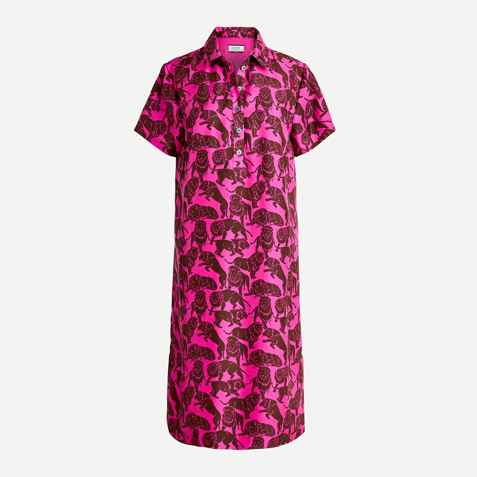 Silk Twill Shirtdress In Sleepy Lions 