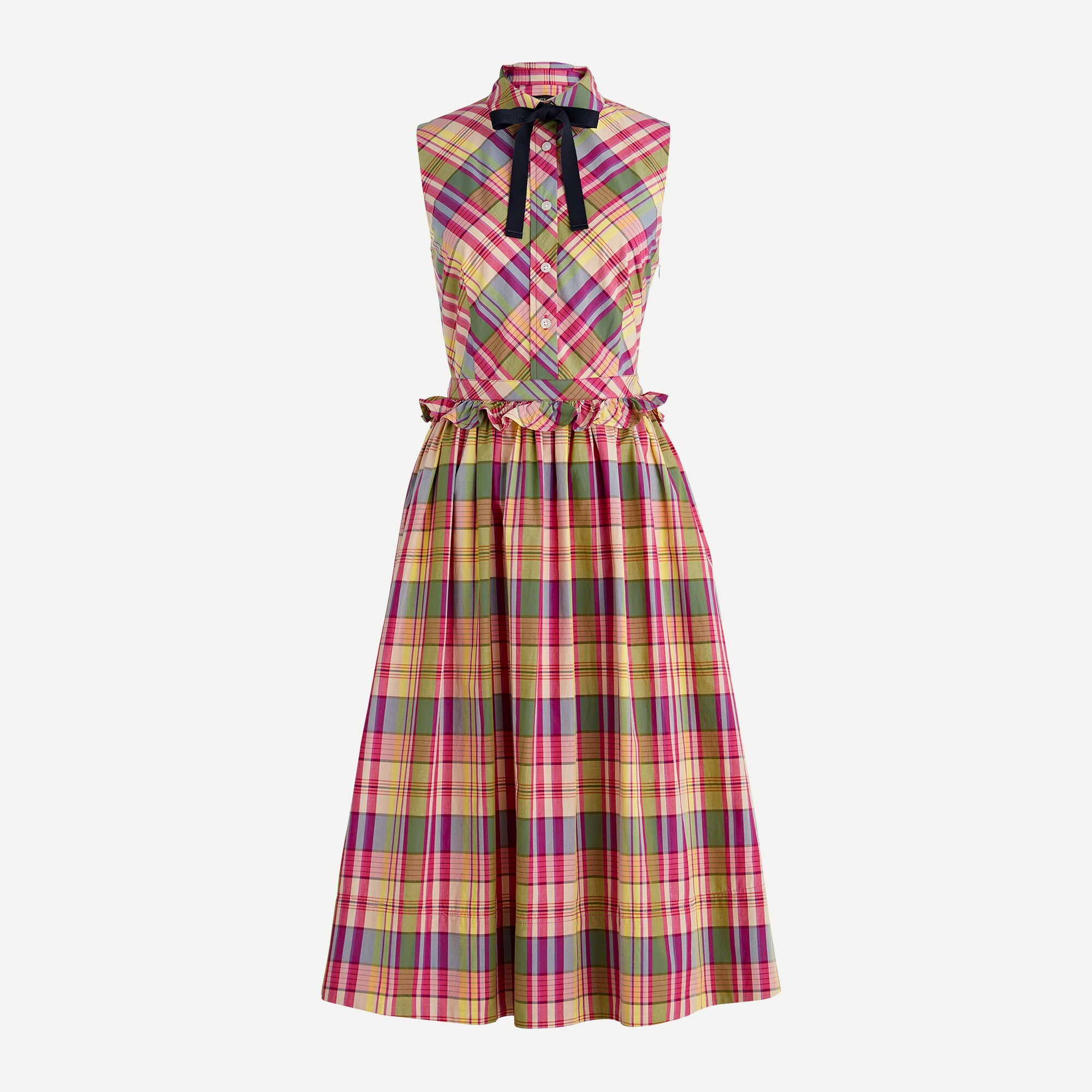 Shirt-dress In Plaid With Removable Necktie For Women | J.Crew