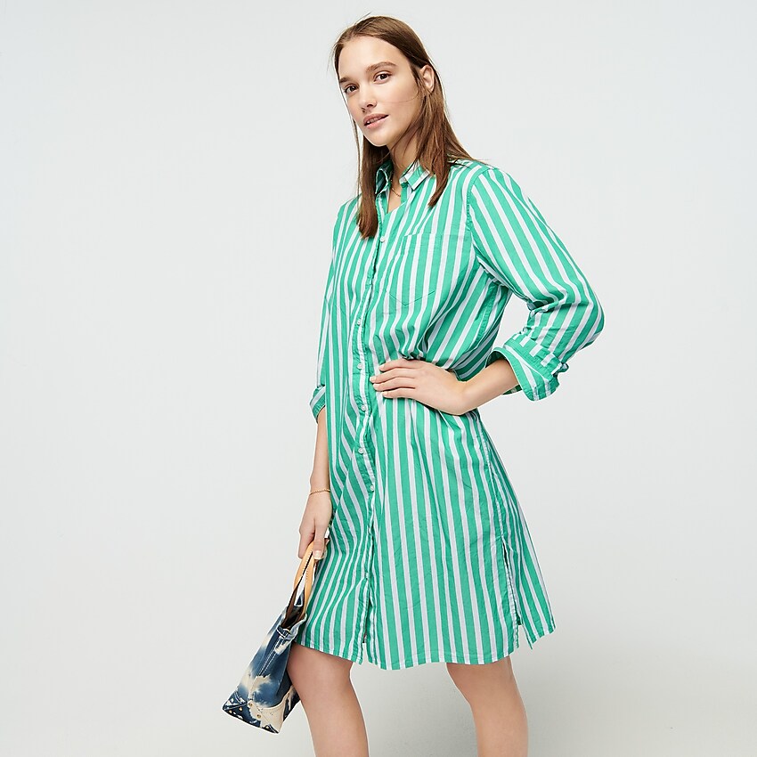 j.crew: button-up shirtdress in stripe, right side, view zoomed