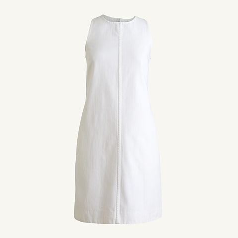 womens Denim shift dress in white