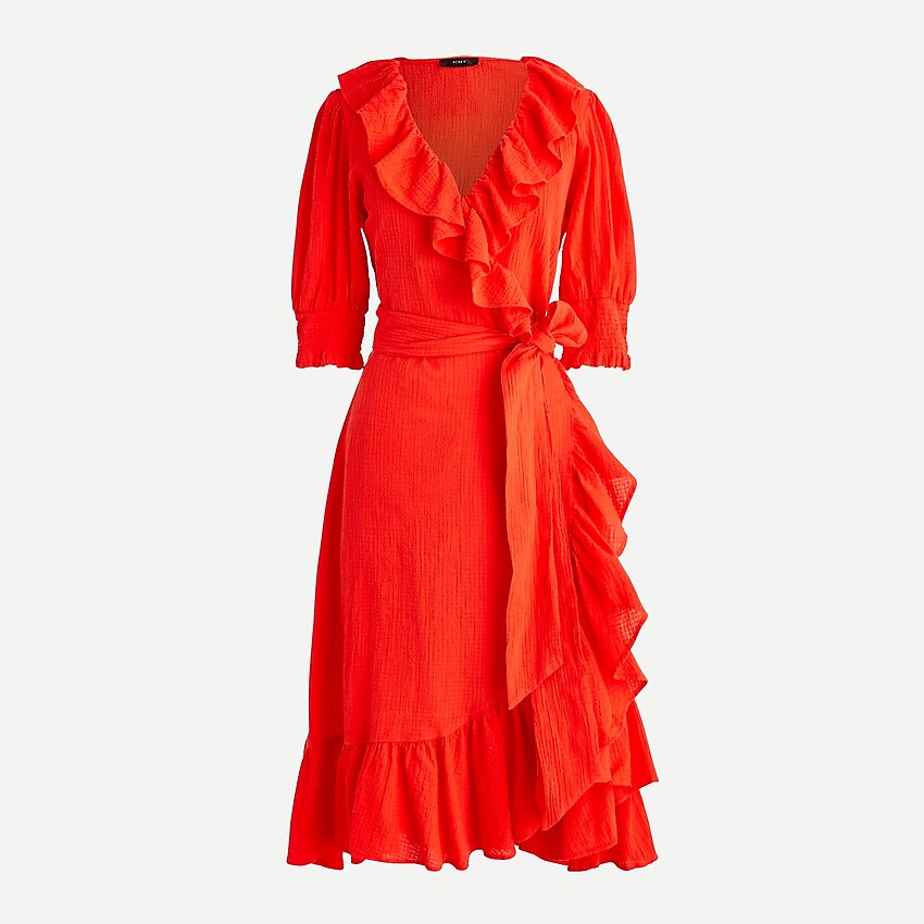 j.crew: ruffle wrap dress for women, right side, view zoomed