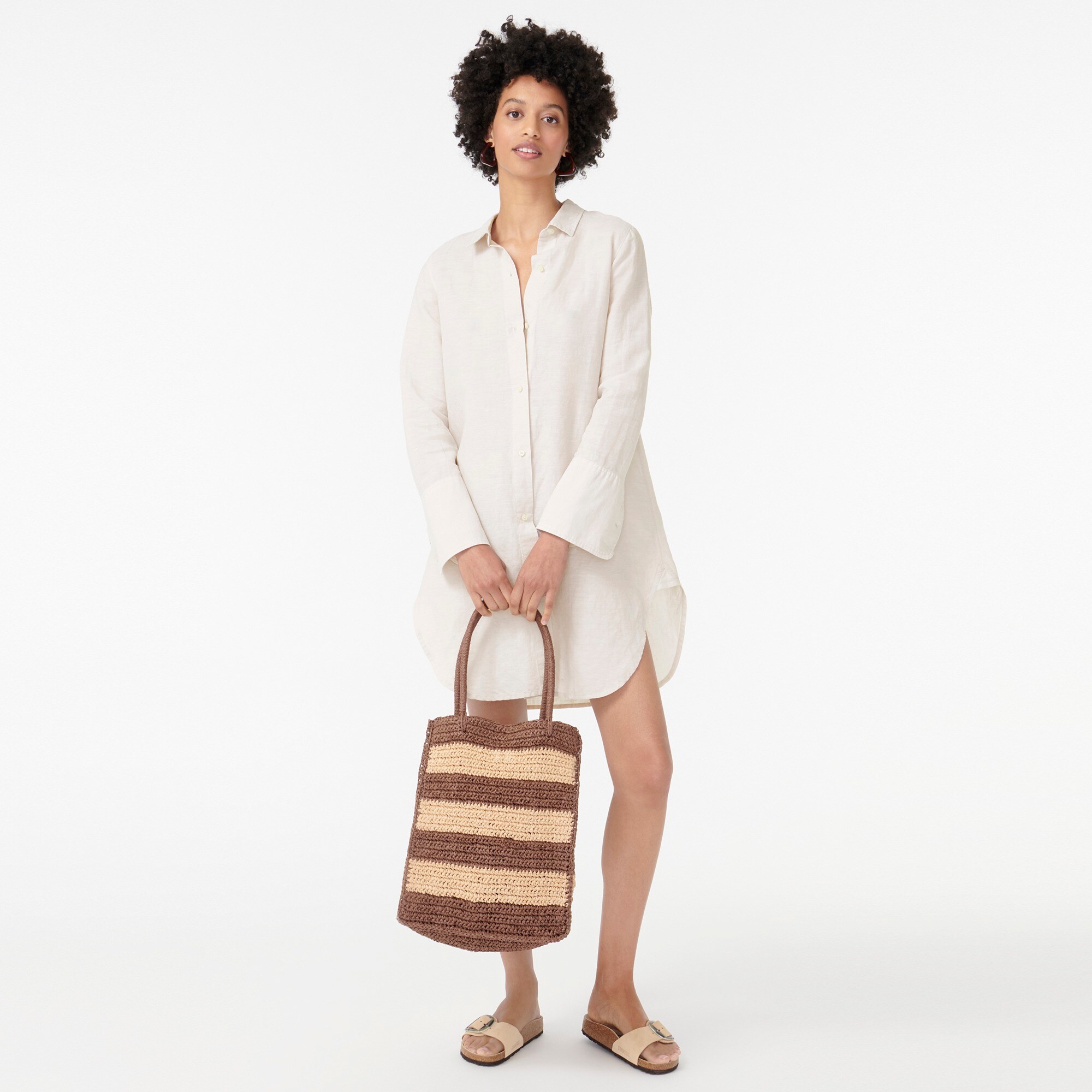 Button-up beach cover-up in linen-cotton