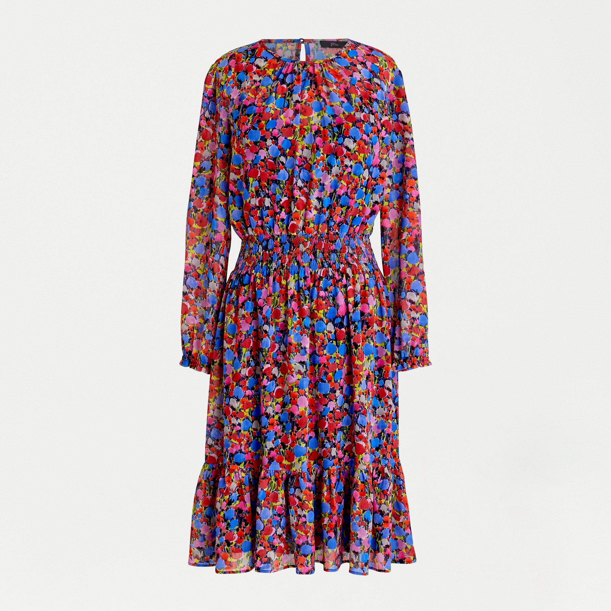 Cinched-waist dress in watercolor floral print