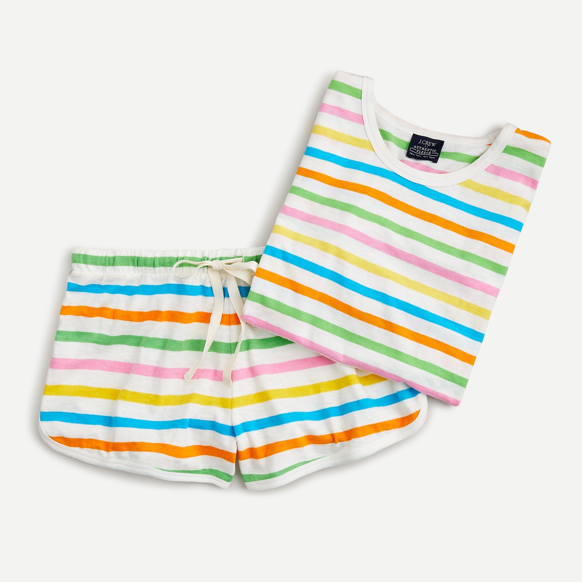 Short-sleeve Pajama Set In Rainbow Stripe For Women | J.Crew