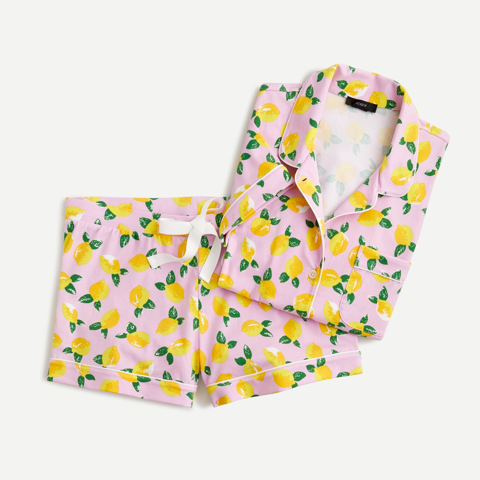 j.crew: dreamy short-sleeve pajama set in lemon print for women