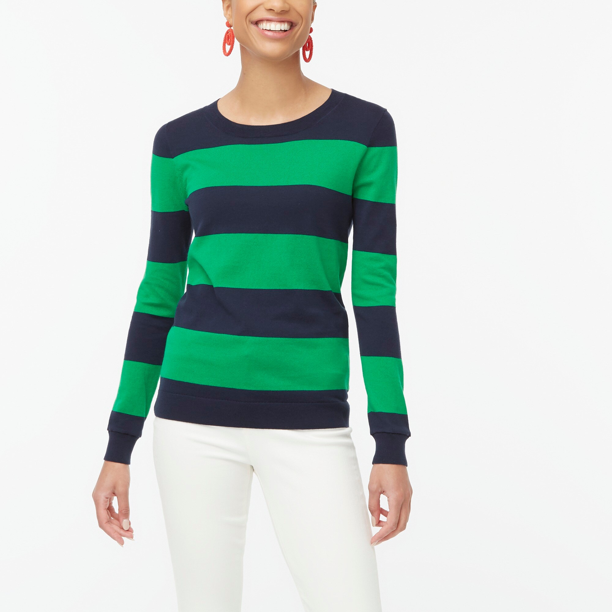 j.crew factory: striped teddie sweater for women, right side, view zoomed