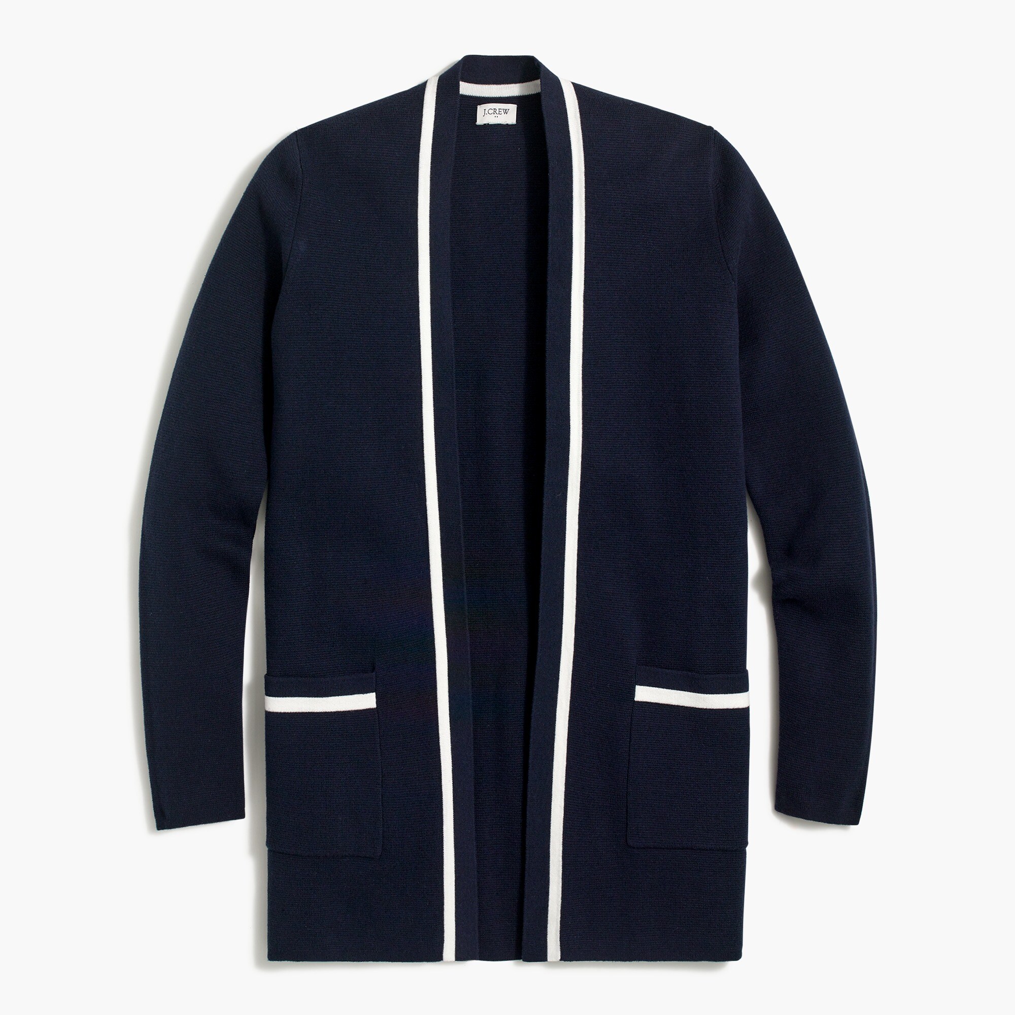 Tipped open-front cardigan sweater