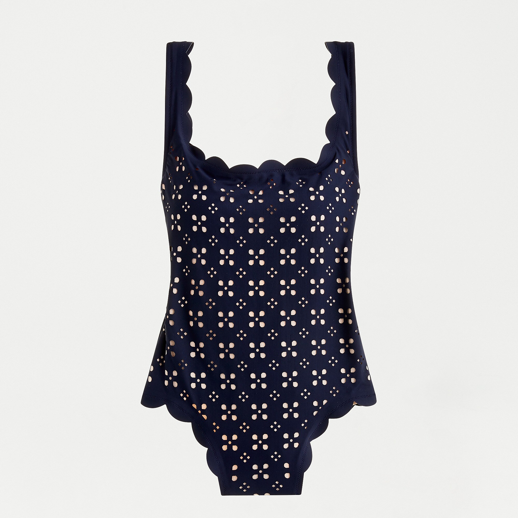 J.Crew: Scalloped One-piece Swimsuit In Laser-cut Eyelet For Women