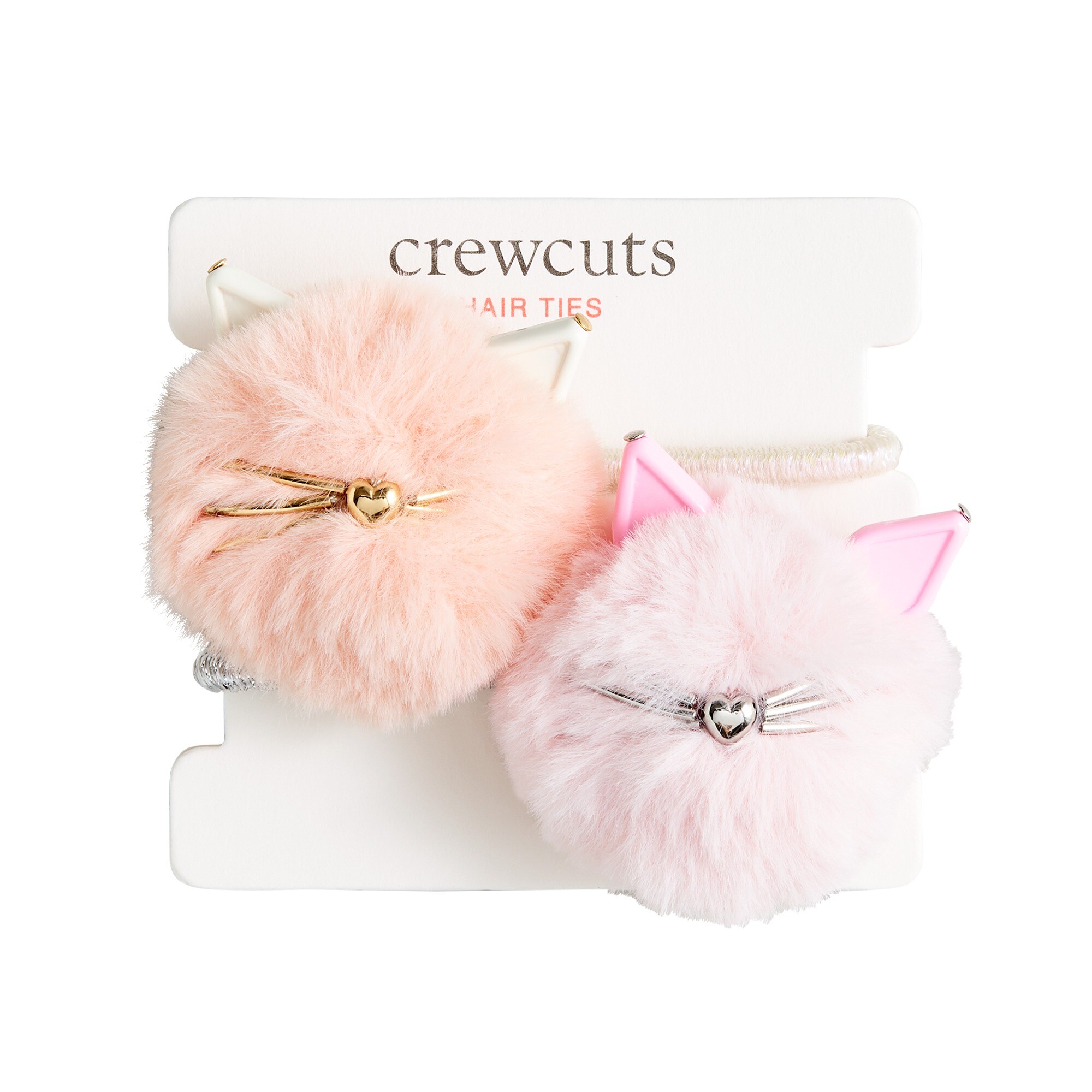 Girls' kitty pom-pom hair ties two-pack