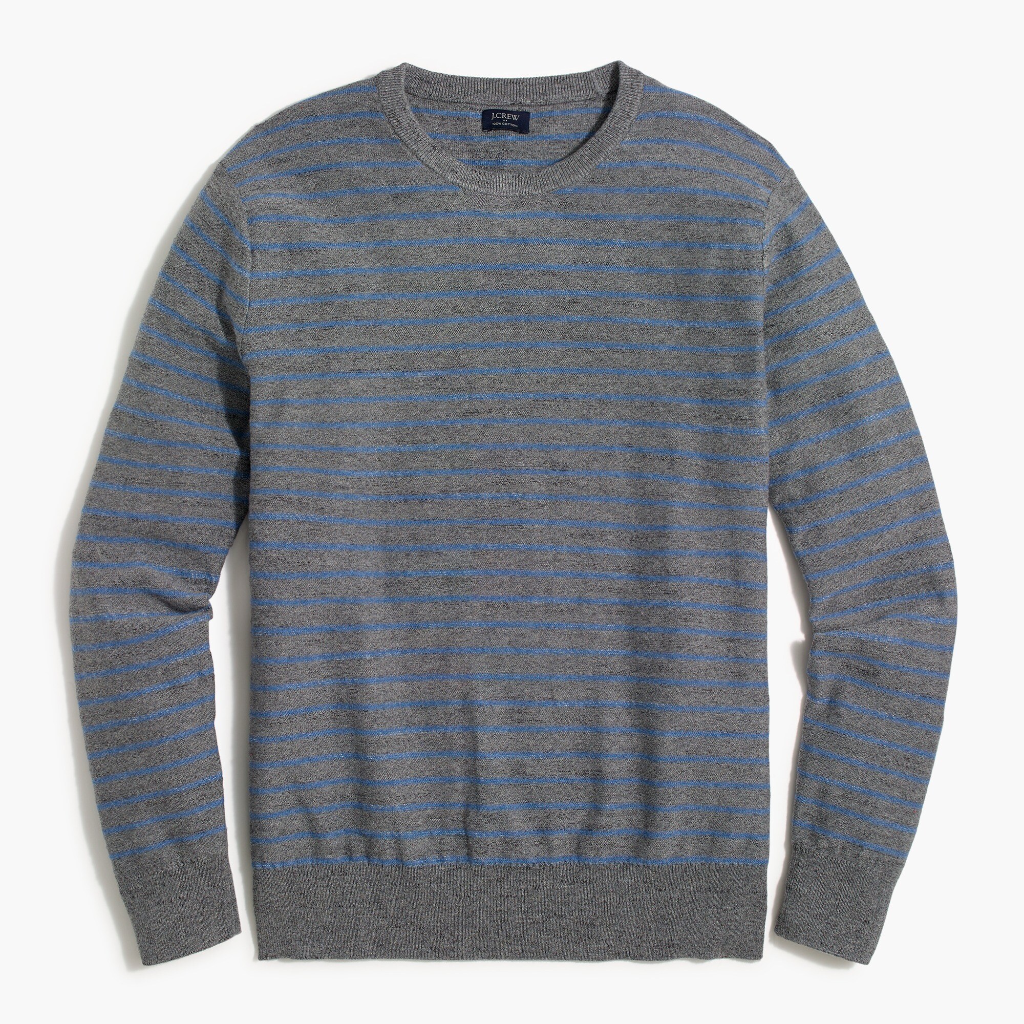 striped raglan budded crewneck sweater for men