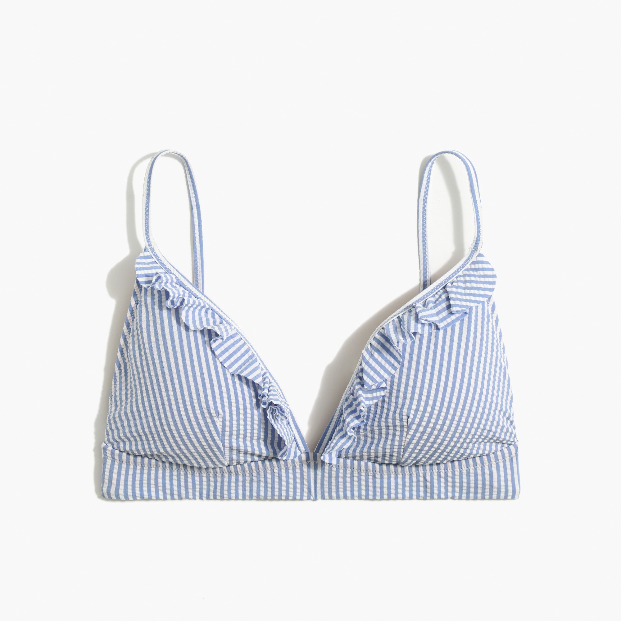 Seersucker ruffle french bikini top