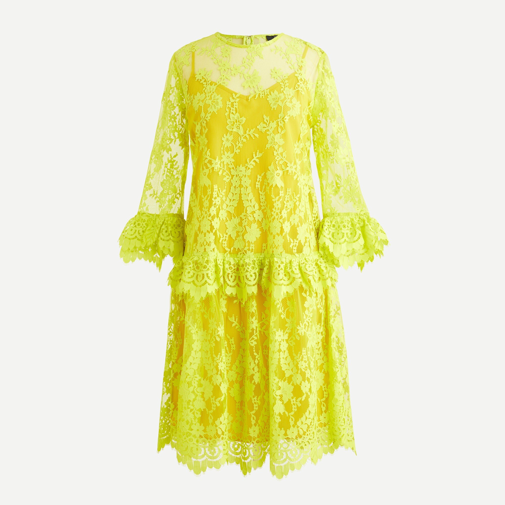 Three-quarter-sleeve dress in chantilly lace