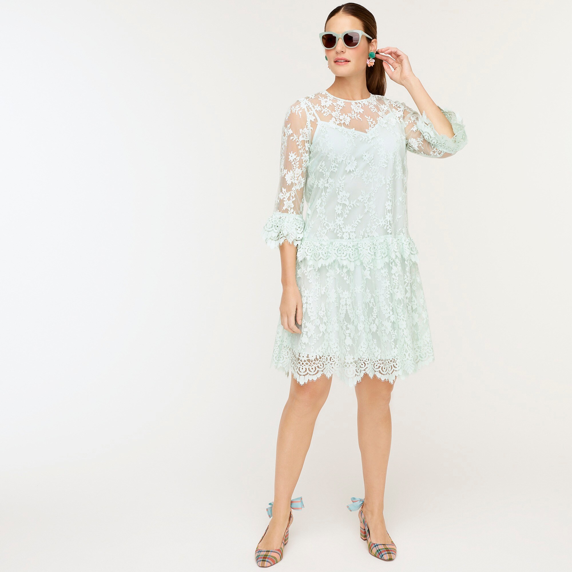 lace three quarter sleeve dresses