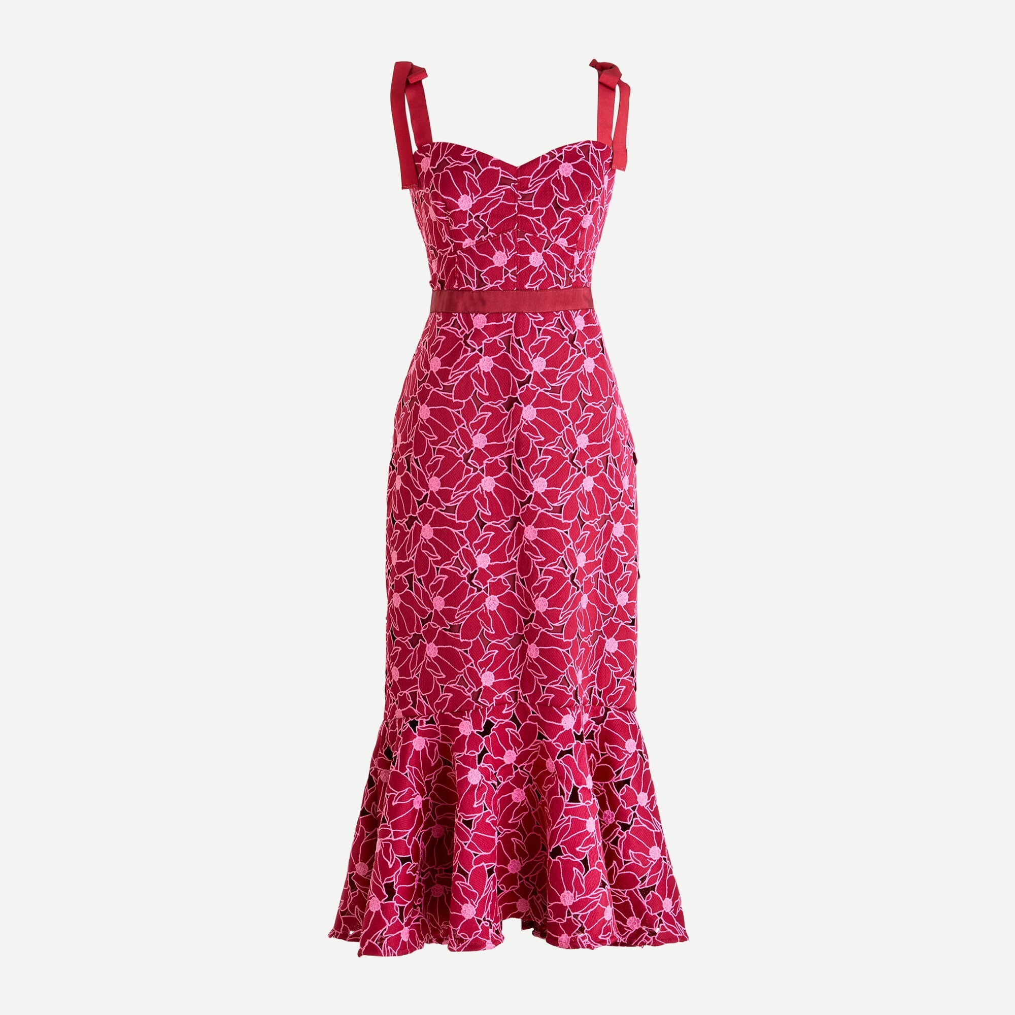 Eyelet Midi Dress With Flounce Hem For Women | J.Crew