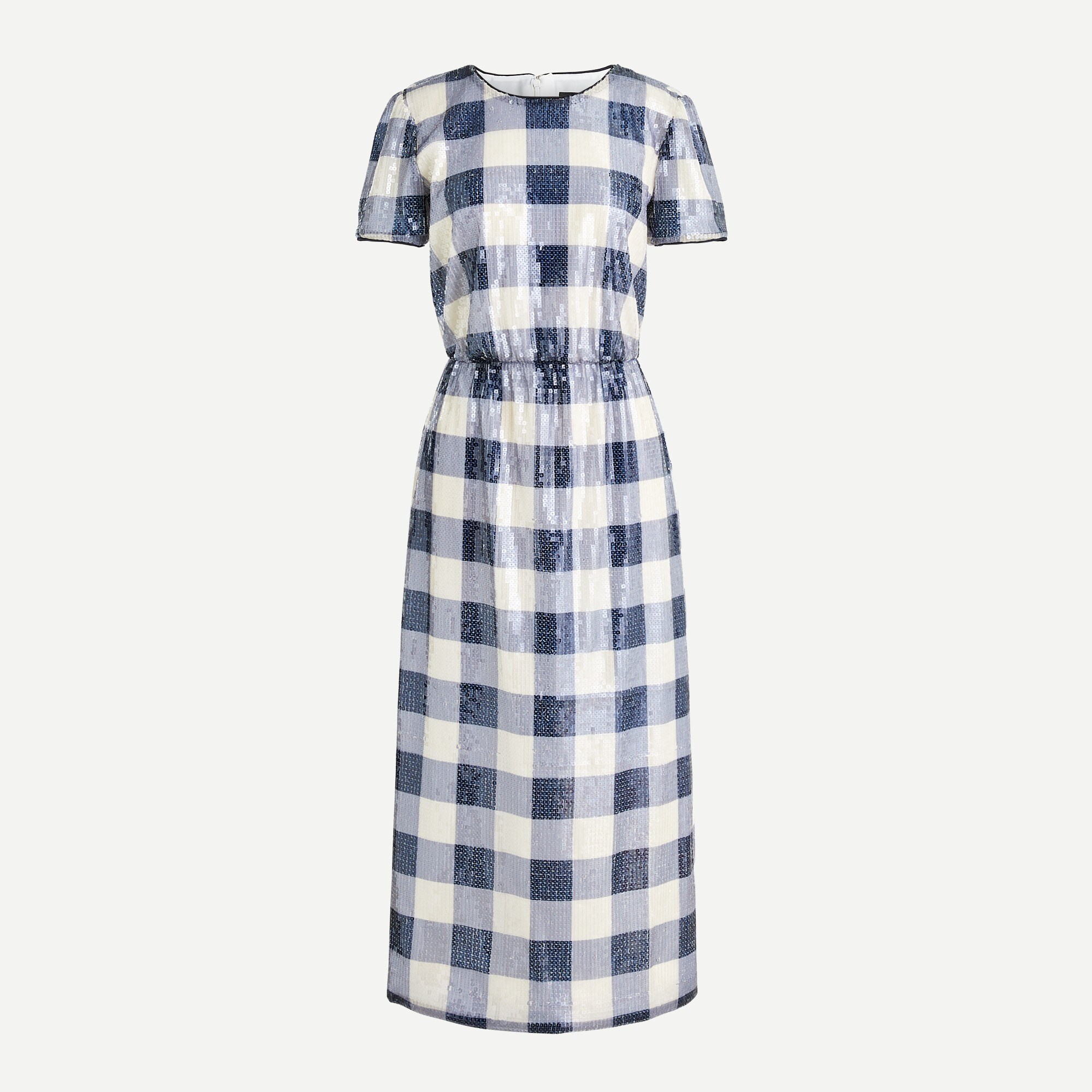 Short-sleeve sequin dress in gingham