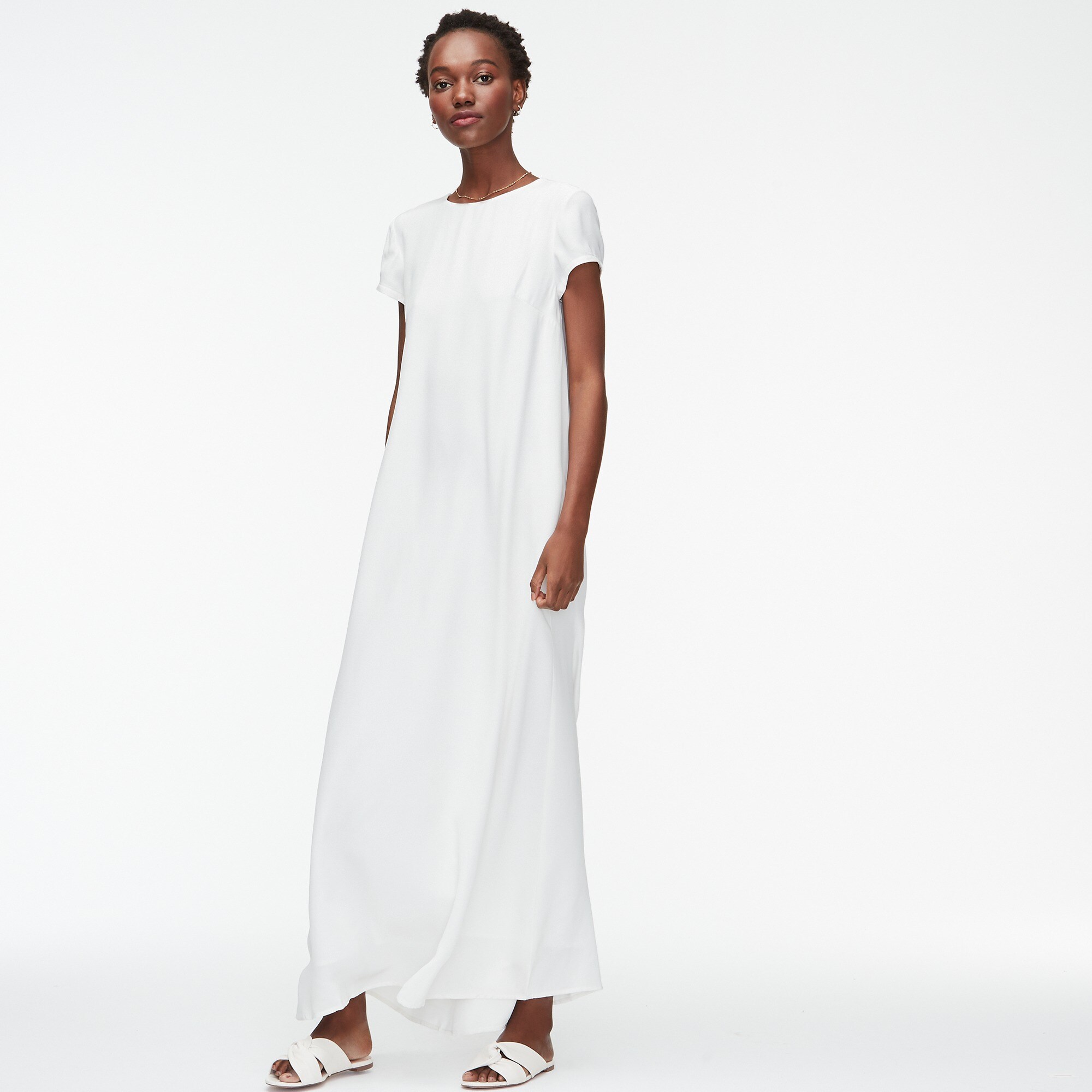 white silk maxi dress