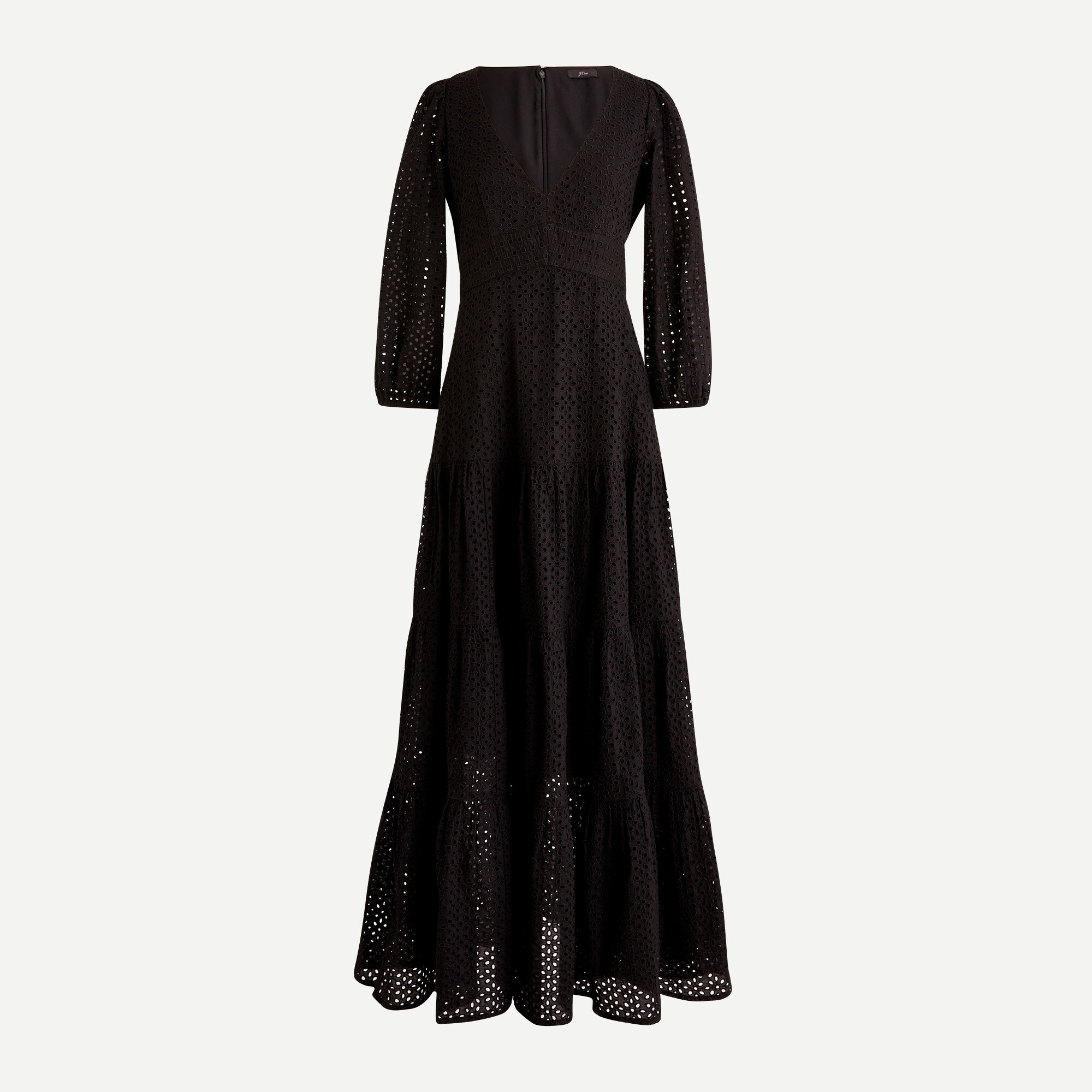 Tiered maxi dress in mixed eyelet