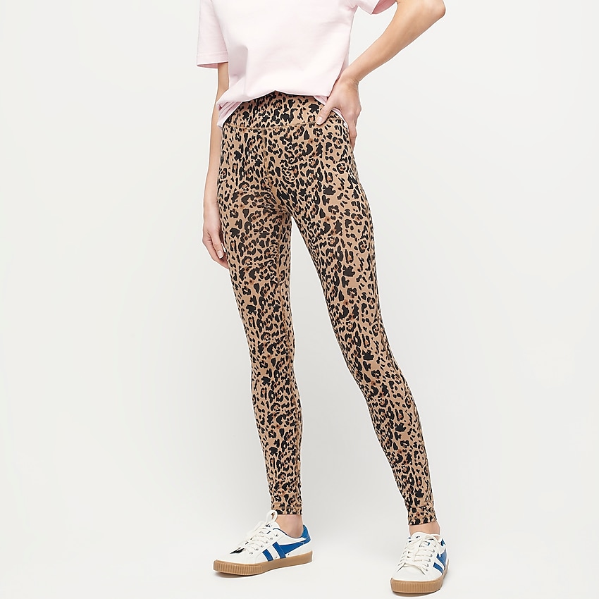 j.crew: 7/8 high-rise leggings in leopard for women, right side, view zoomed