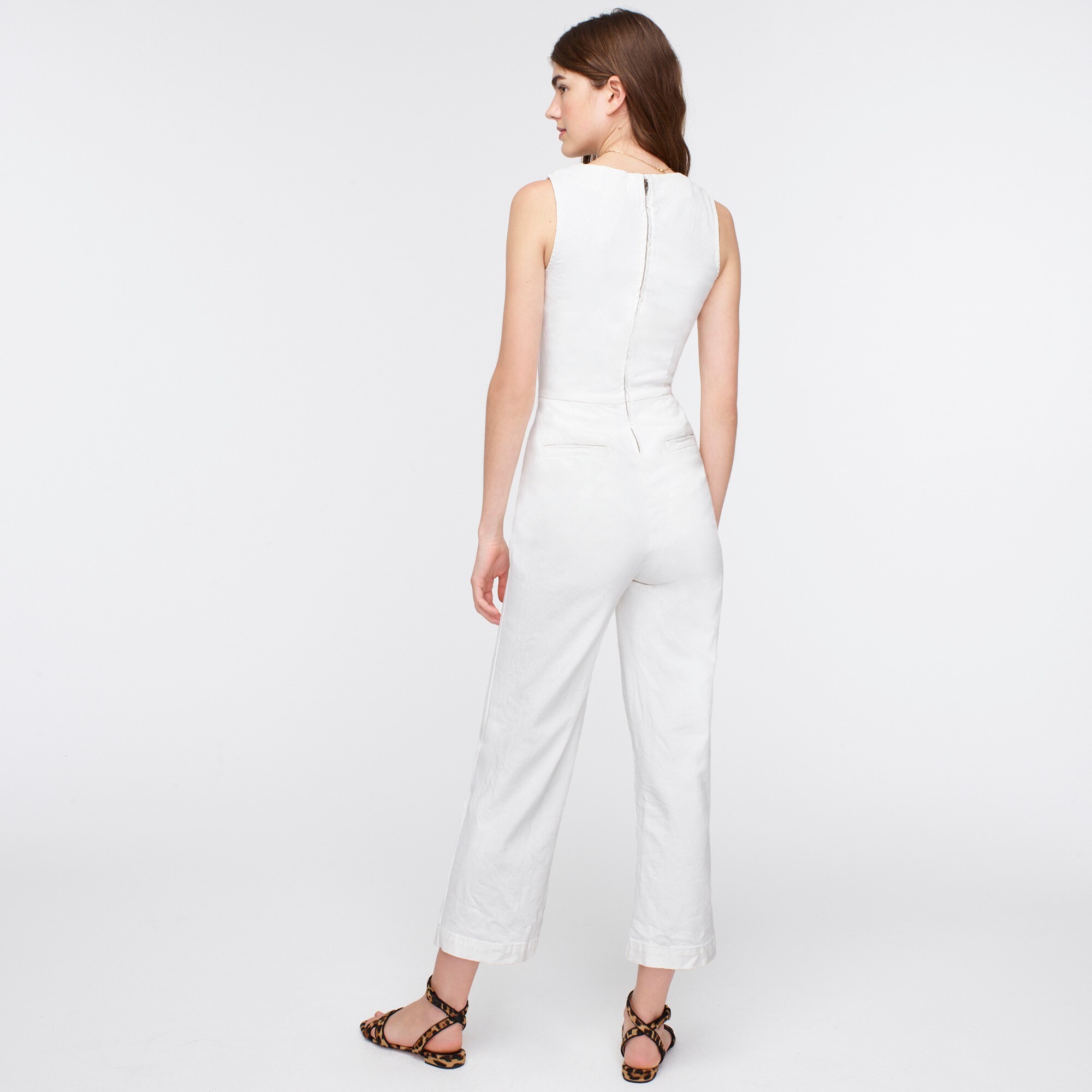 J.Crew Vneck Denim Jumpsuit In White