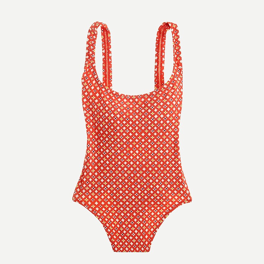 J.Crew: Scoop-back One-piece Swimsuit In Sunset Geo Print For Women