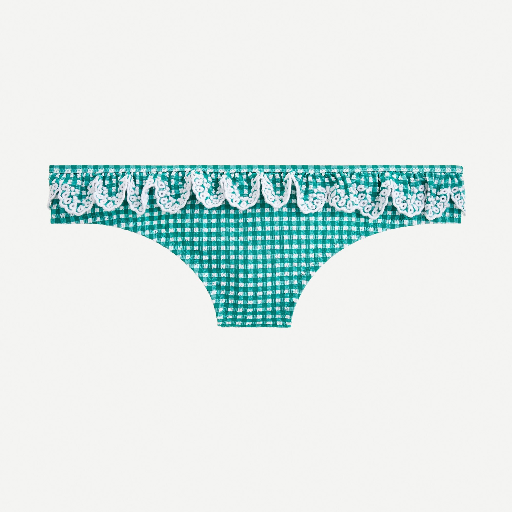 Scalloped ruffle bikini bottom in textured gingham