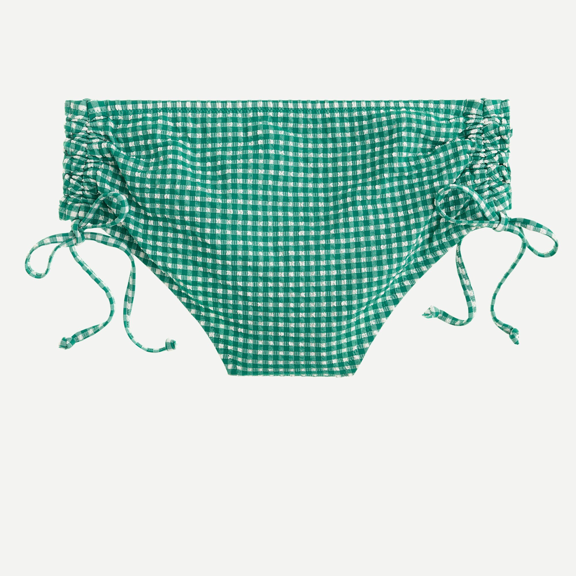 High-waisted bikini bottom in textured gingham