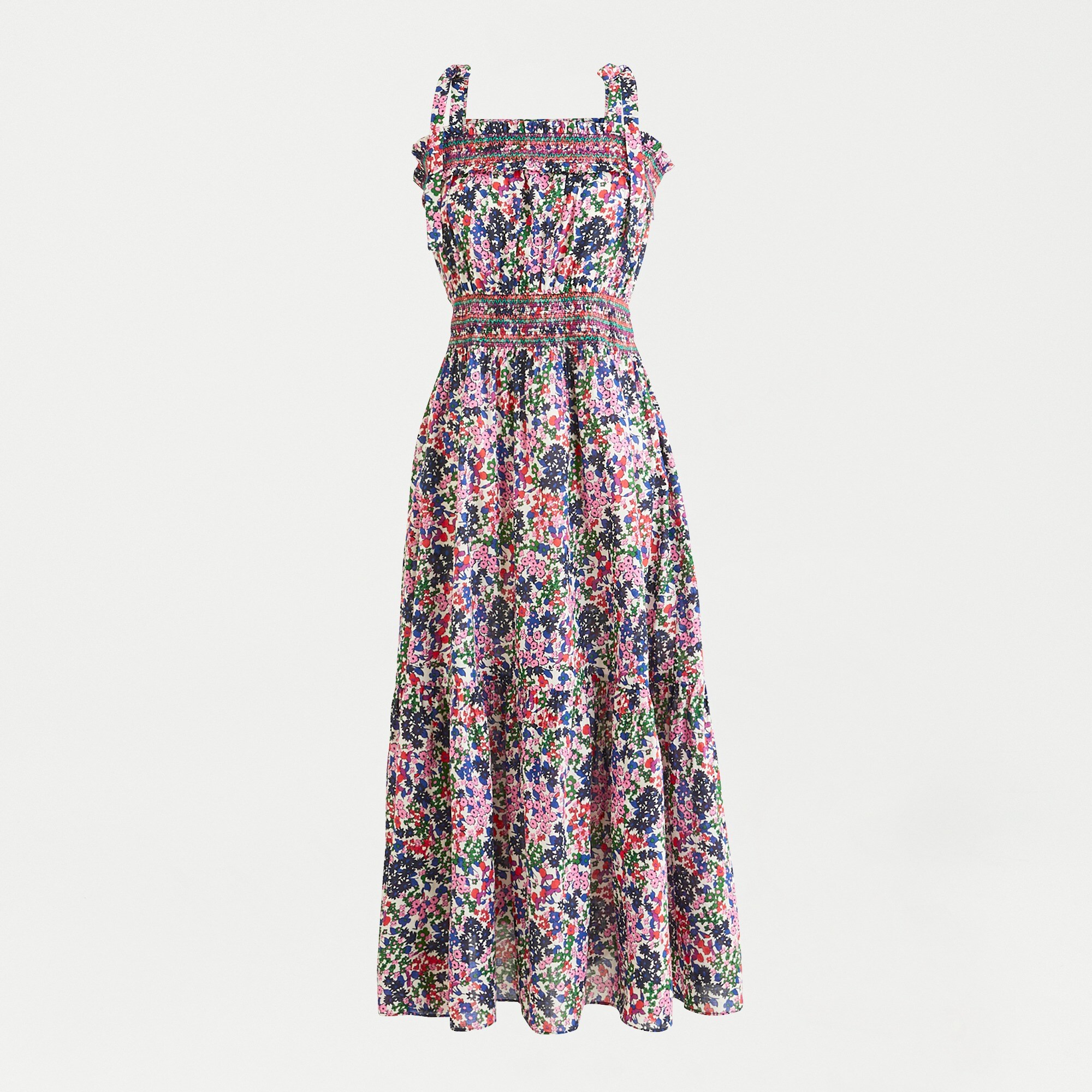Smocked dress in watermark floral print