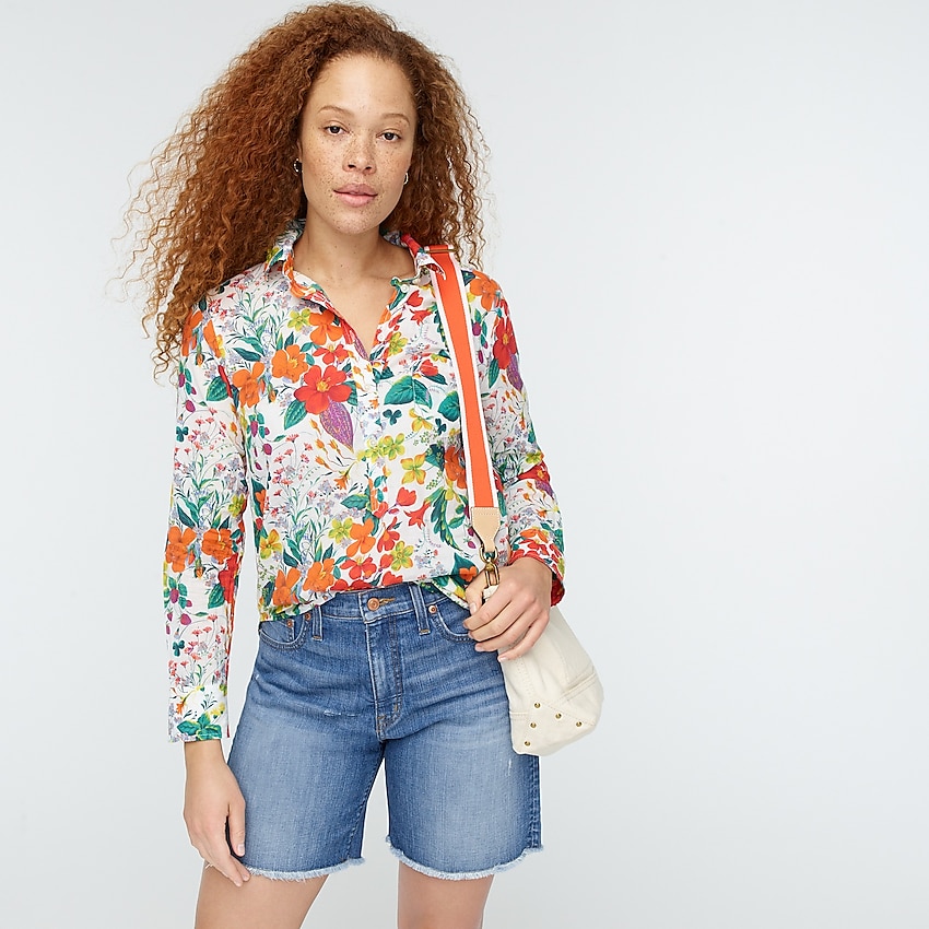 j.crew: classic popover shirt in ratti® island botanical print for women, right side, view zoomed