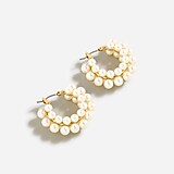 Layered mini pearl hoop earrings