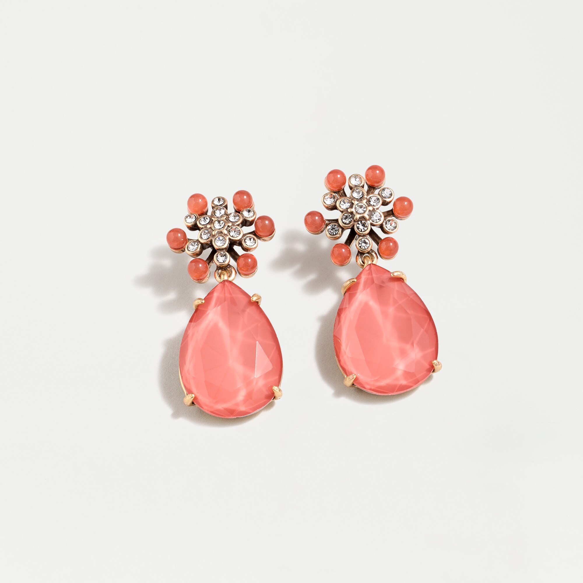 Star flower drop earring with pavé detail