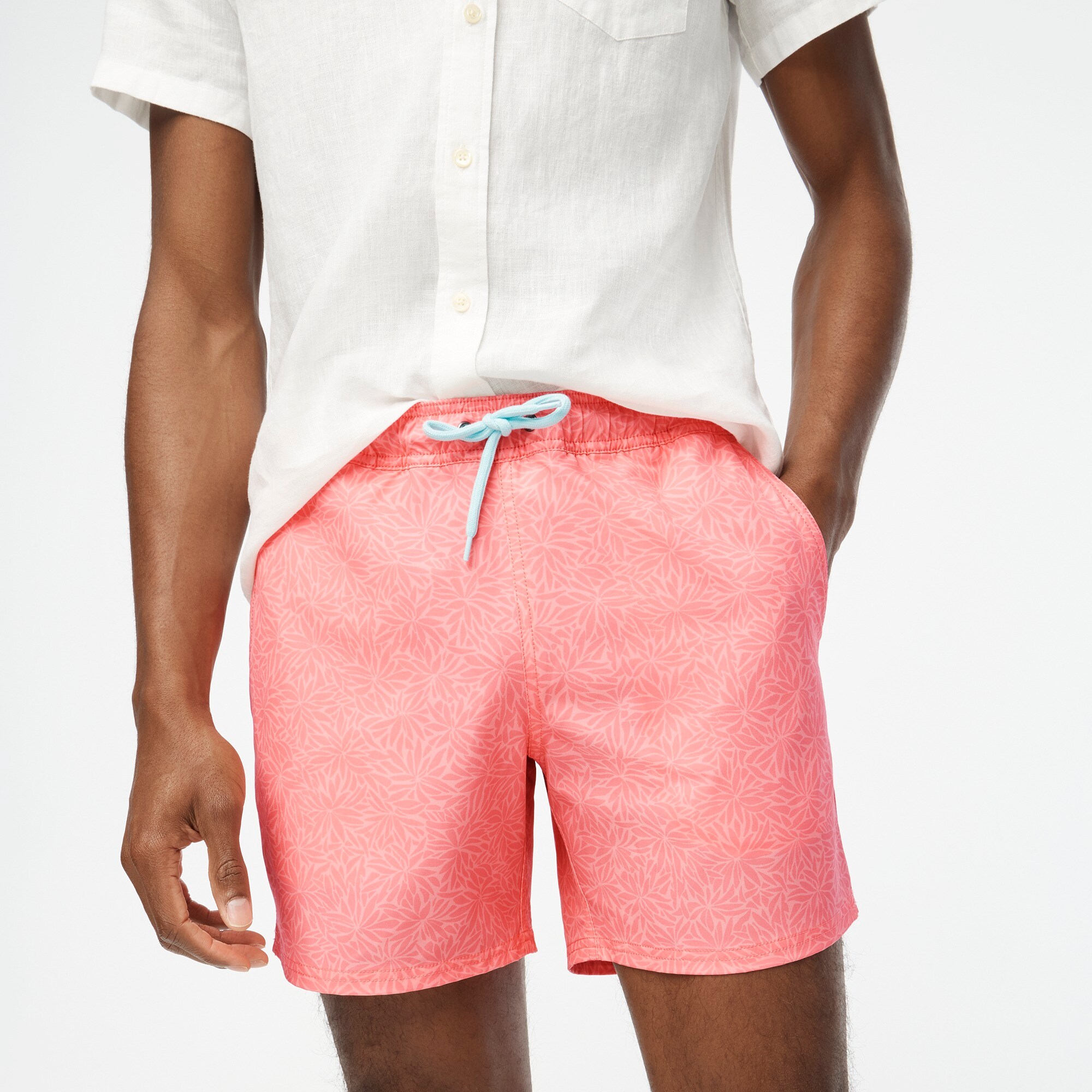 6" printed swim trunk