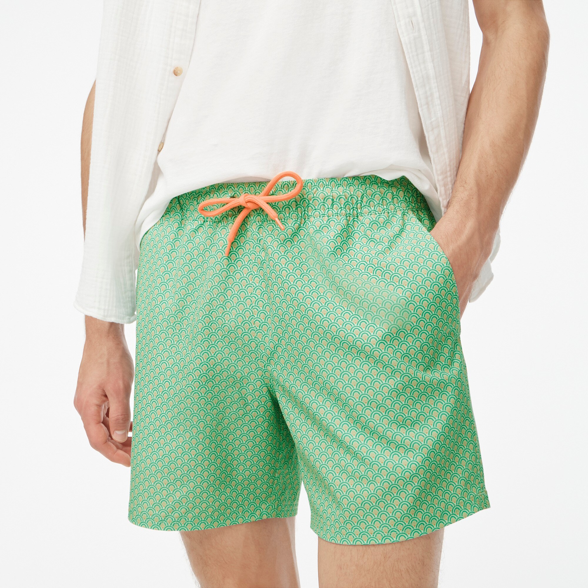 6" printed swim trunk