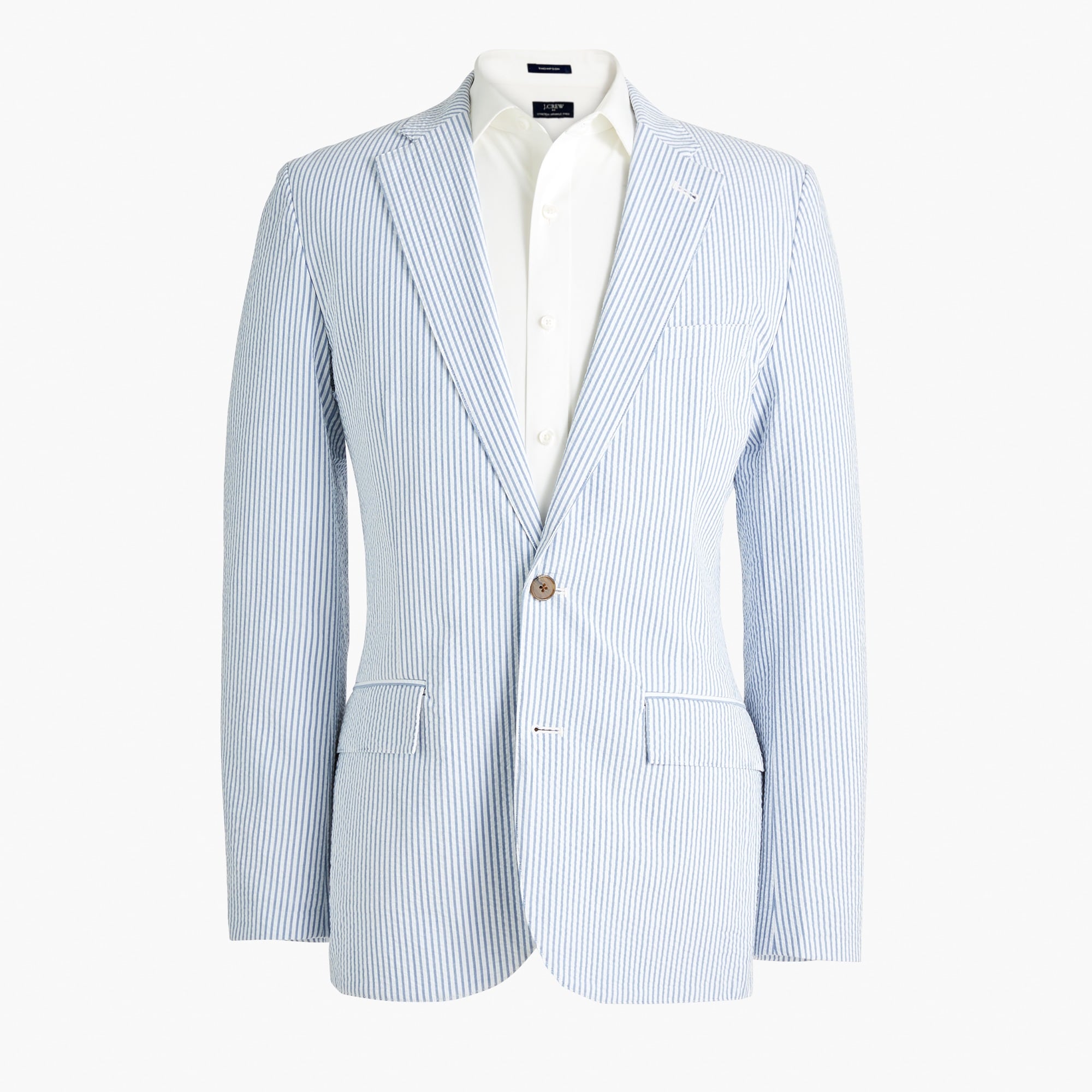 Slim unstructured Thompson suit jacket seersucker