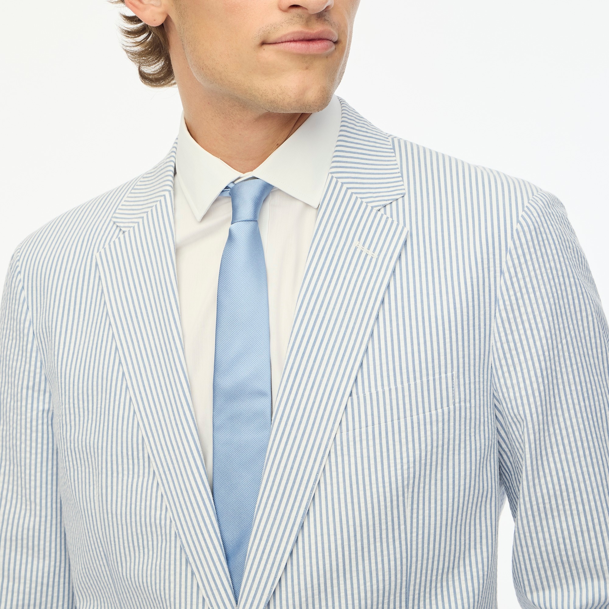 Slim unstructured Thompson suit jacket seersucker