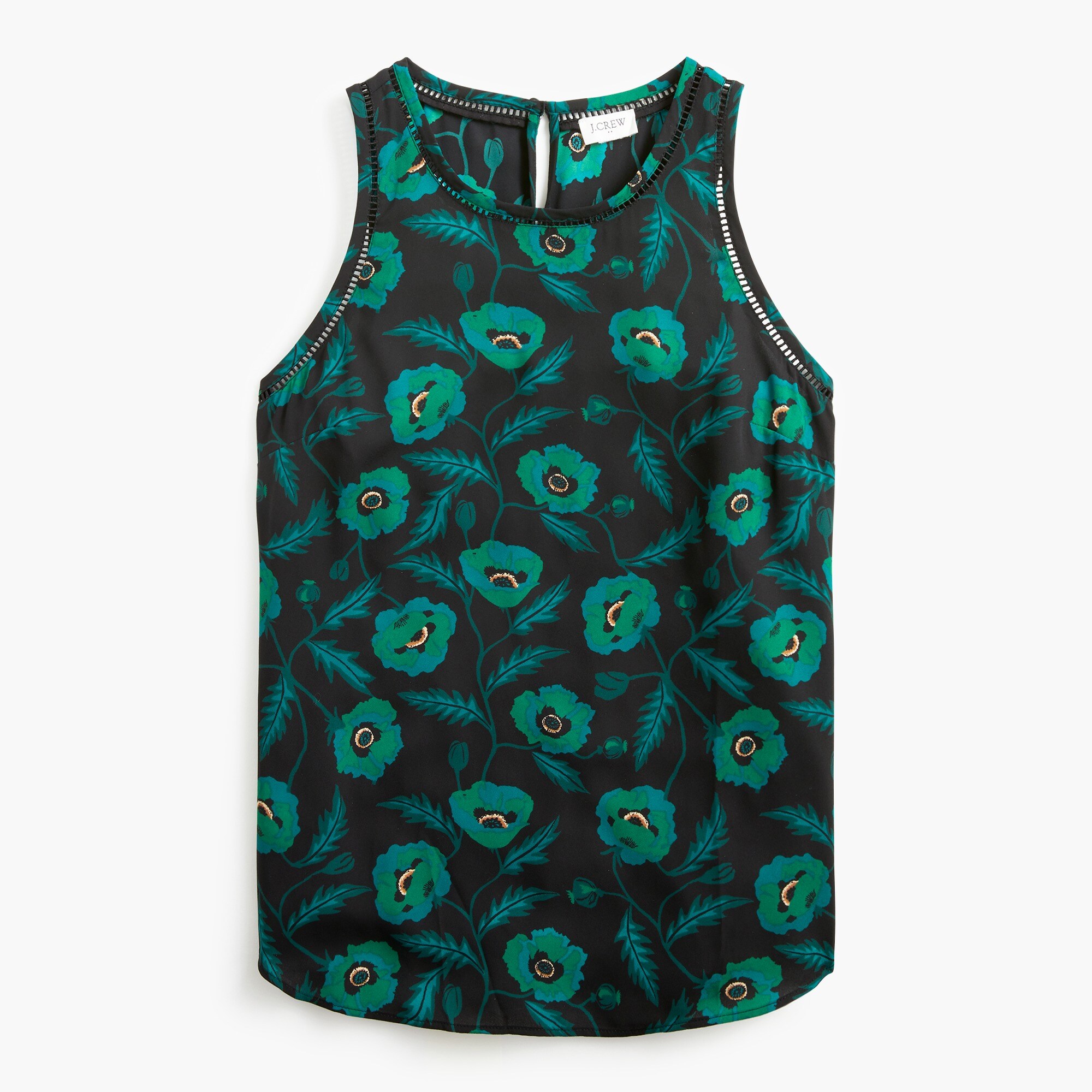 Floral sleeveless top with ladder trim