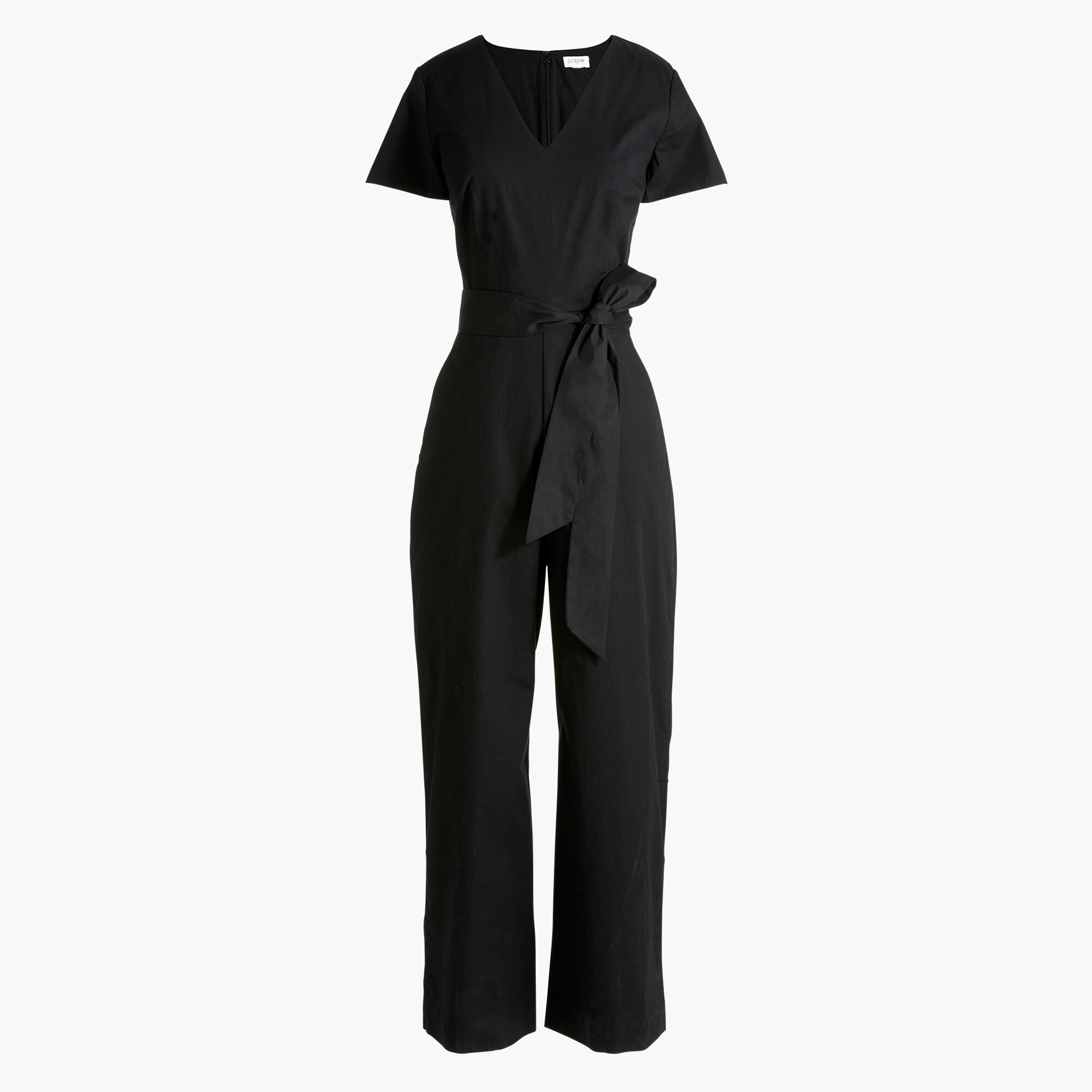 tie-waist poplin jumpsuit for women