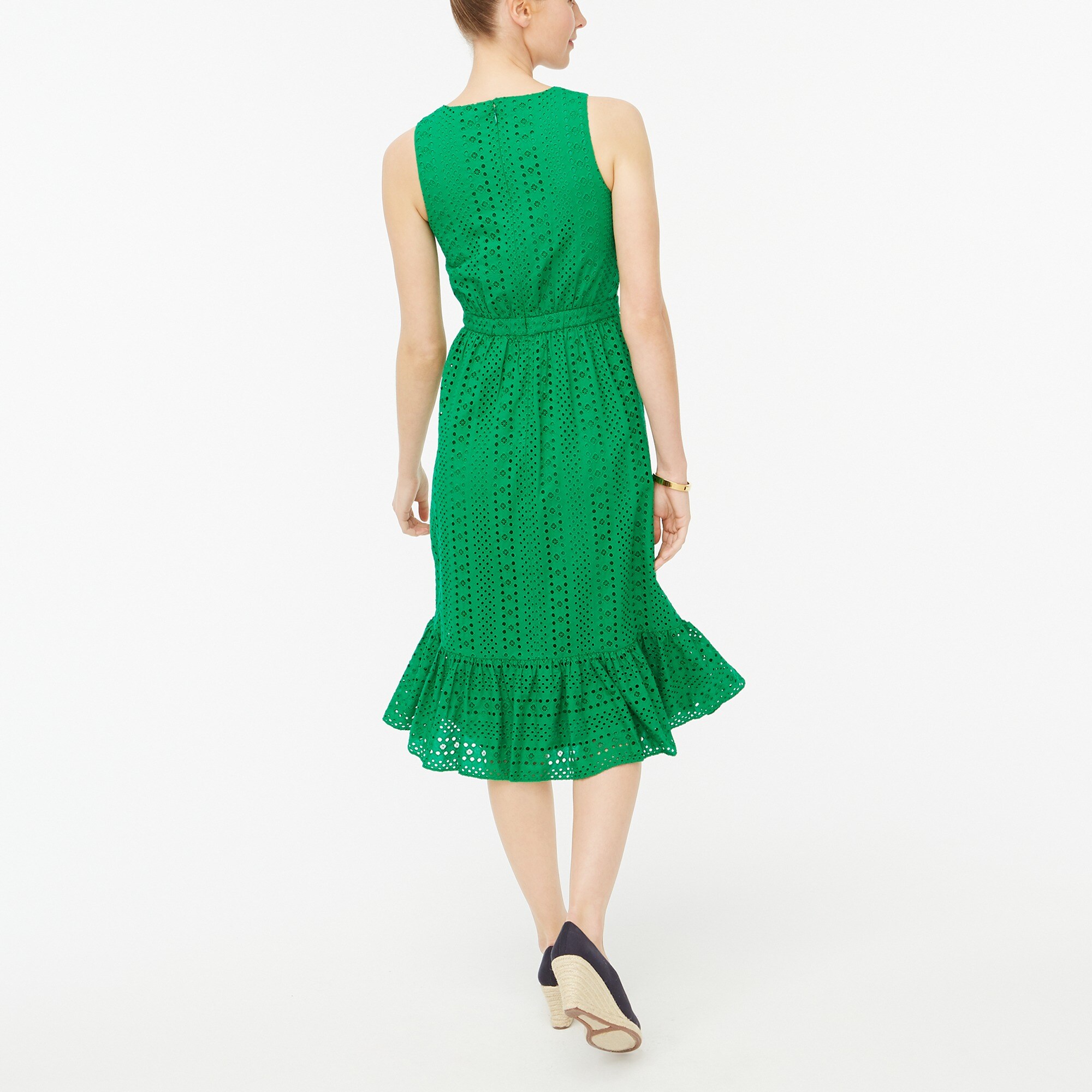 green eyelet dress