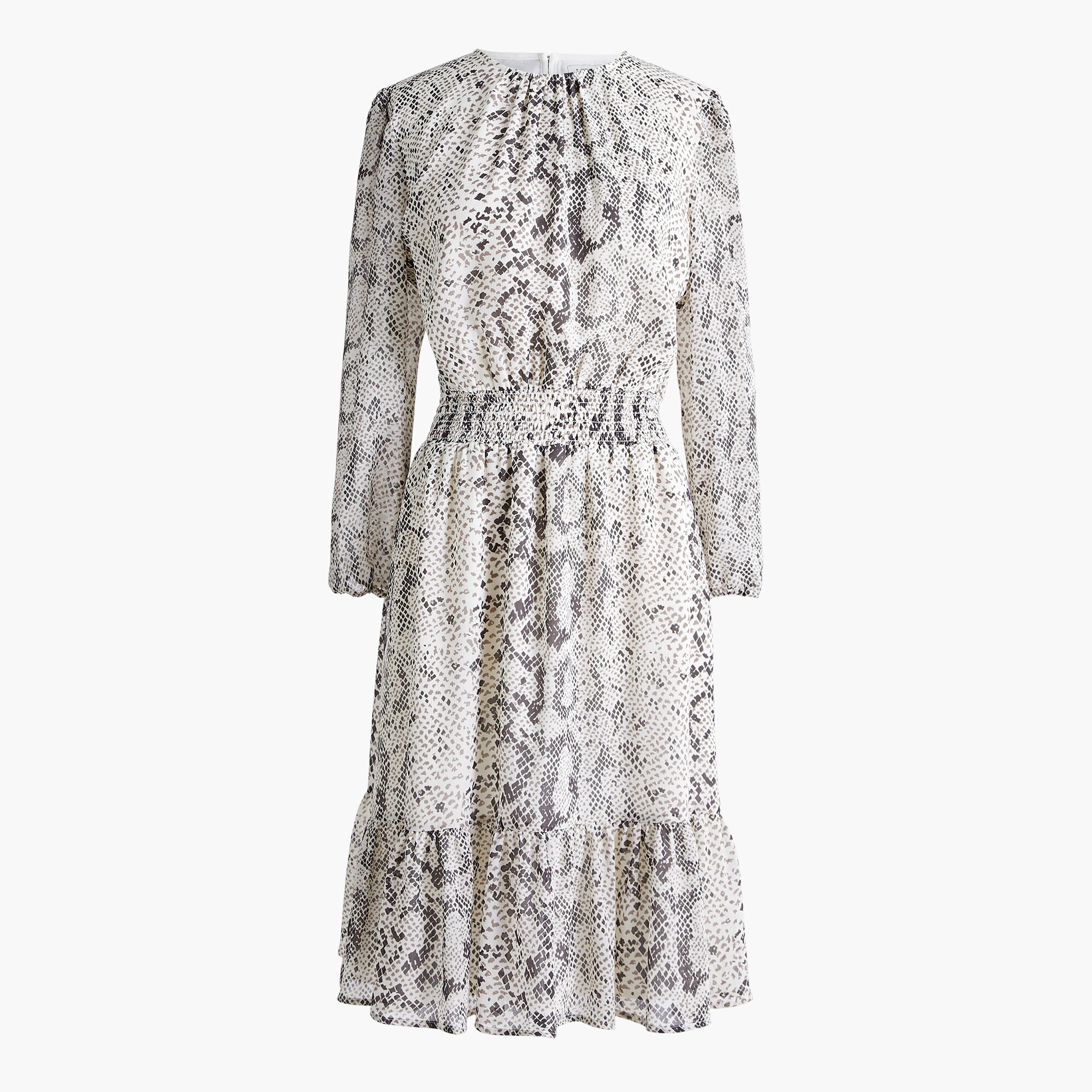 Animal-print smocked-waist dress