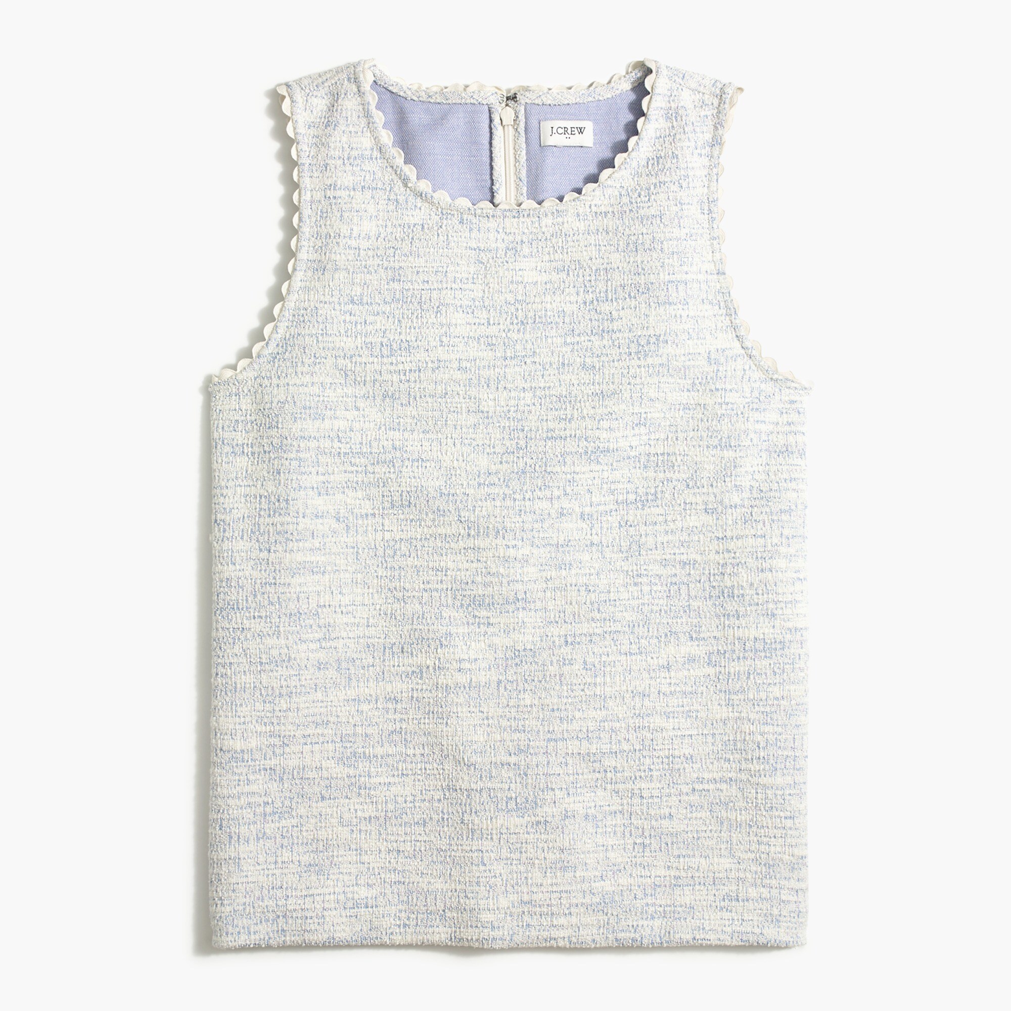 textured tank top with scallop trim for women