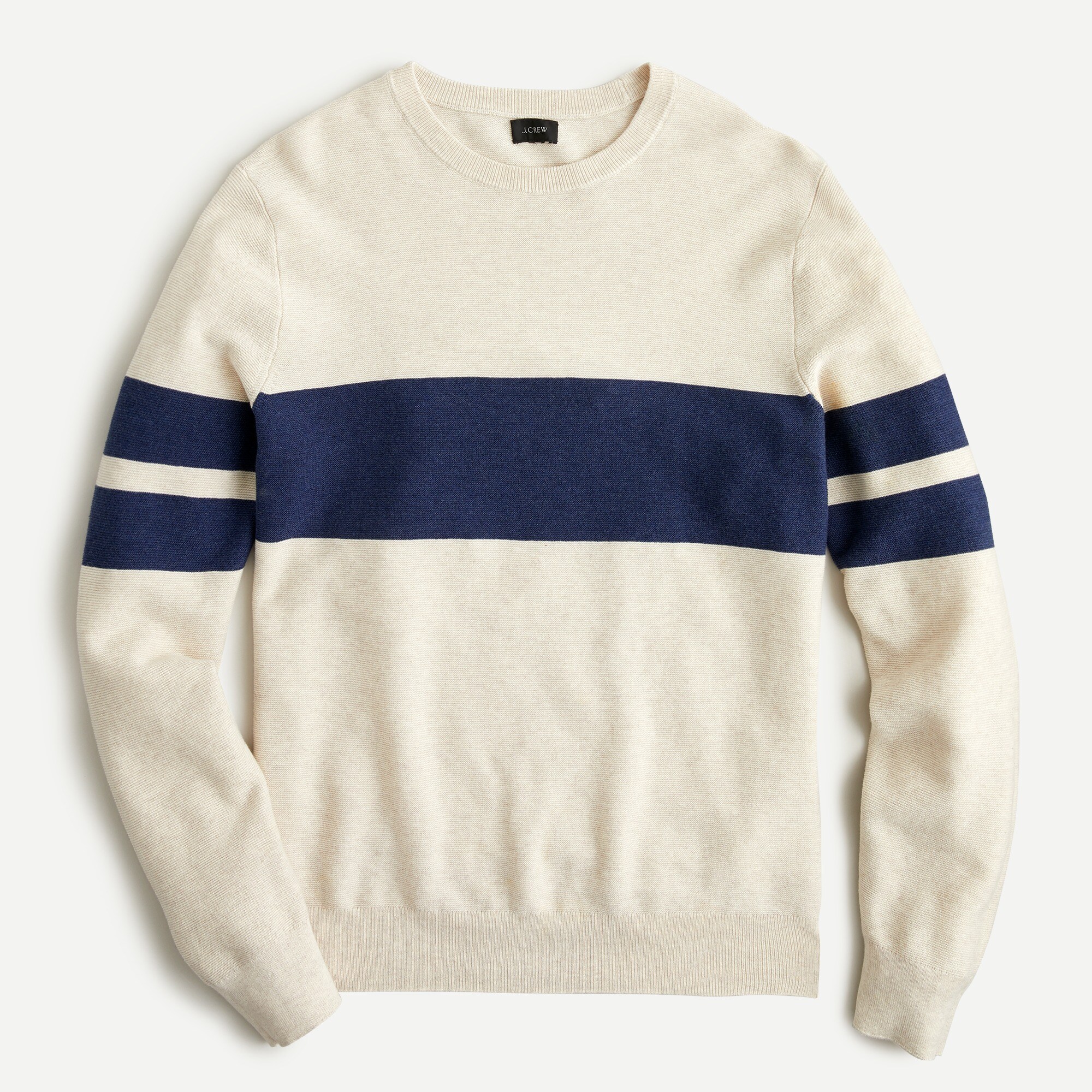 Cotton crewneck sweater in garter stitch hot sale