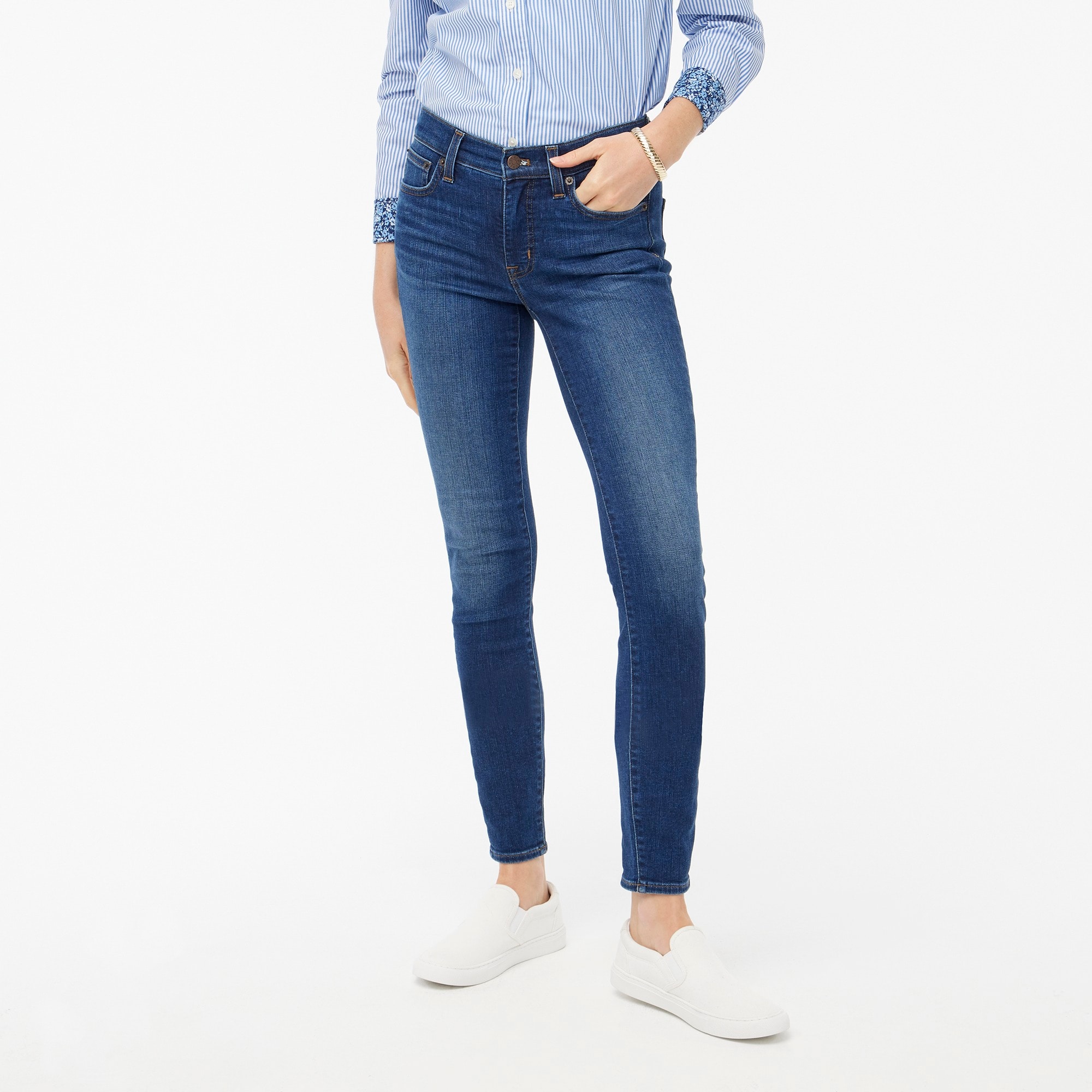 blue wash skinny jeans