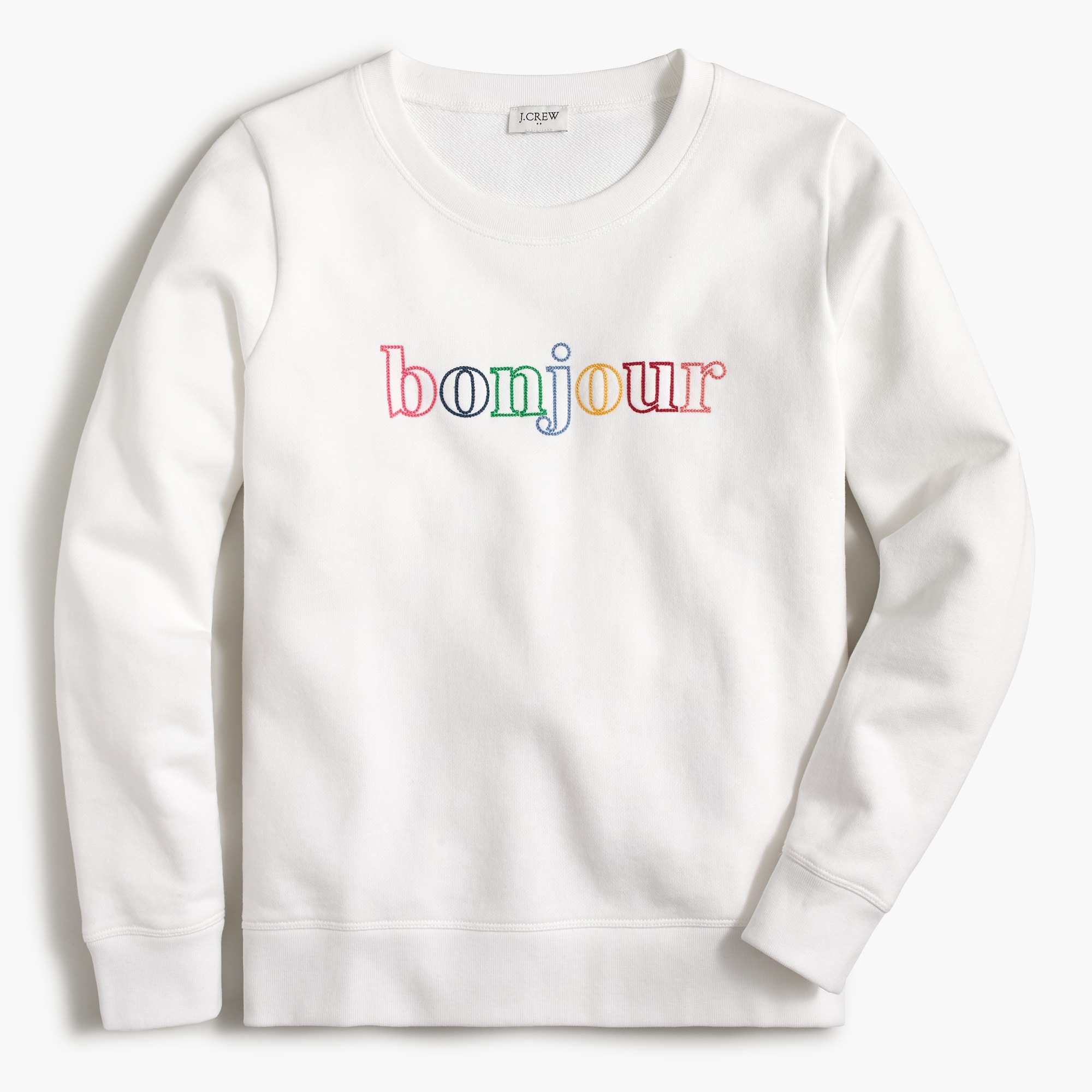 factory: rainbow bonjour graphic sweatshirt for women, right side, view zoomed