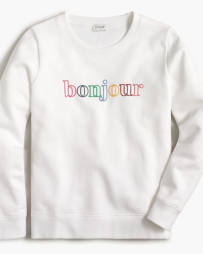factory: rainbow bonjour graphic sweatshirt for women, right side, view zoomed
