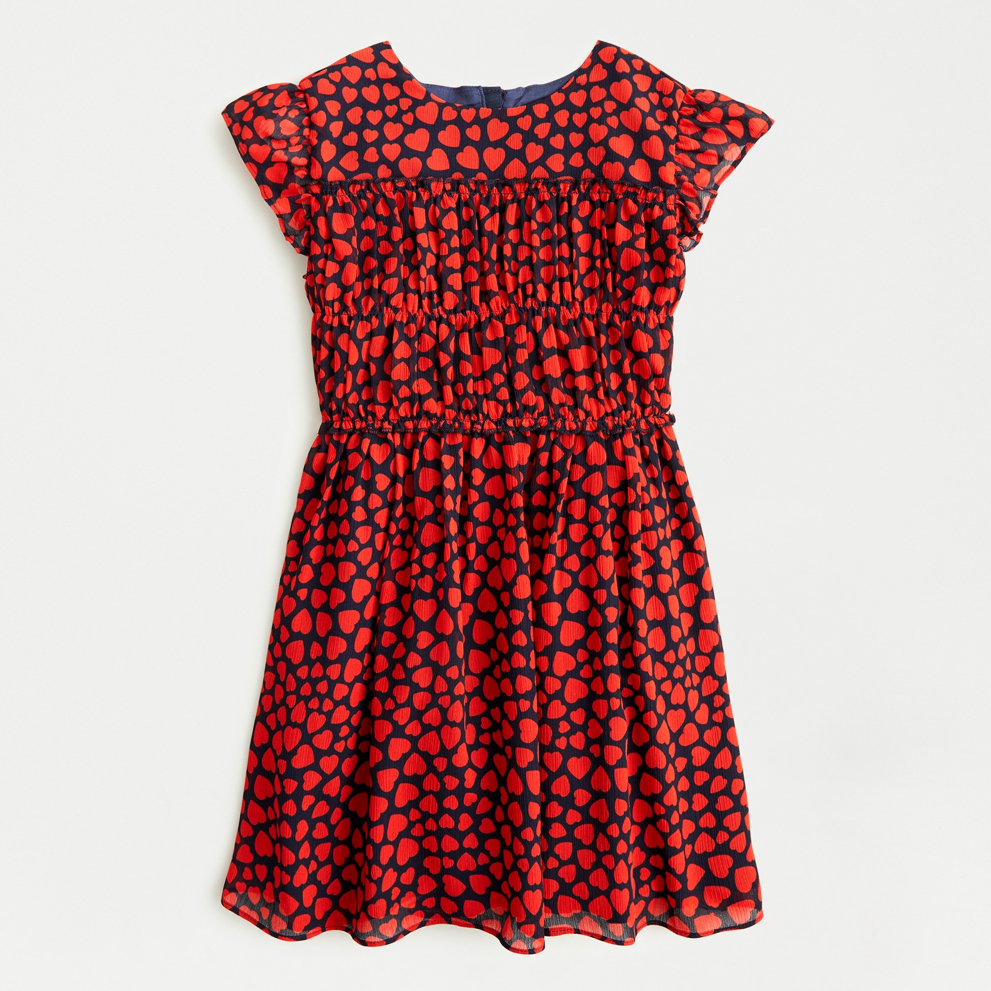 Girls’ smocked-waist dress in hearts