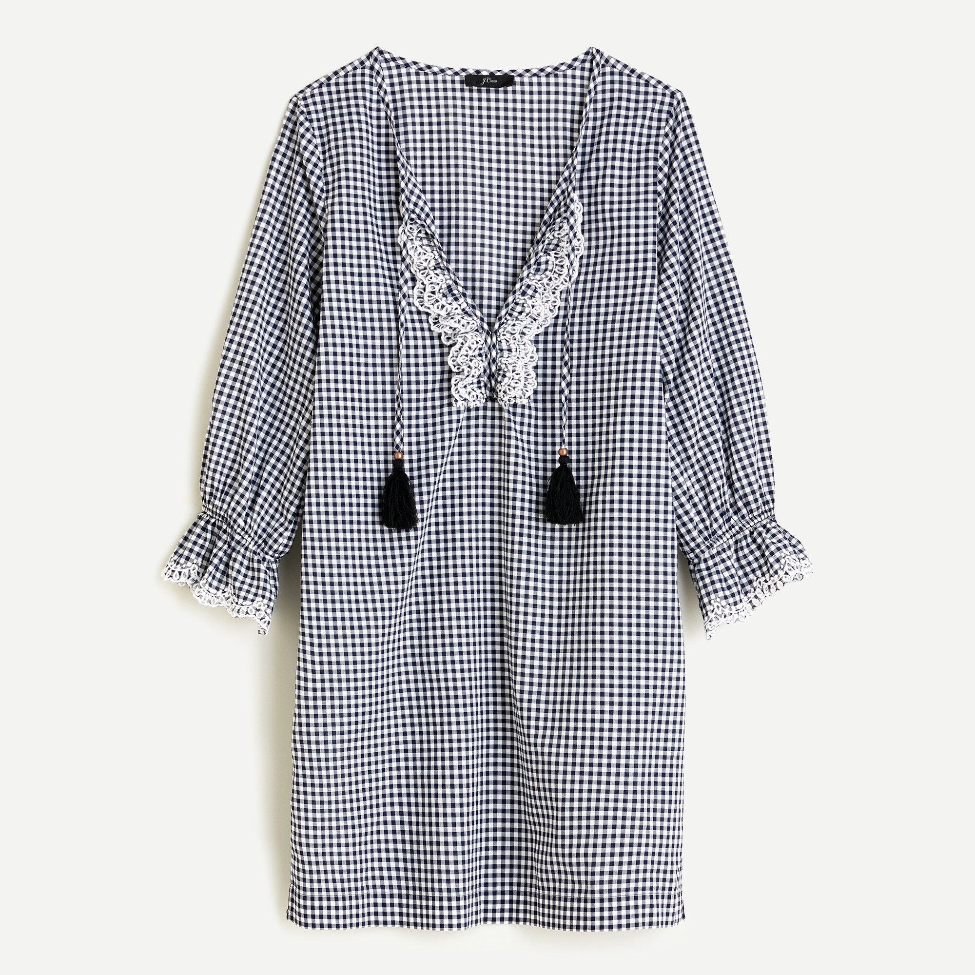 Scalloped tunic in textured gingham